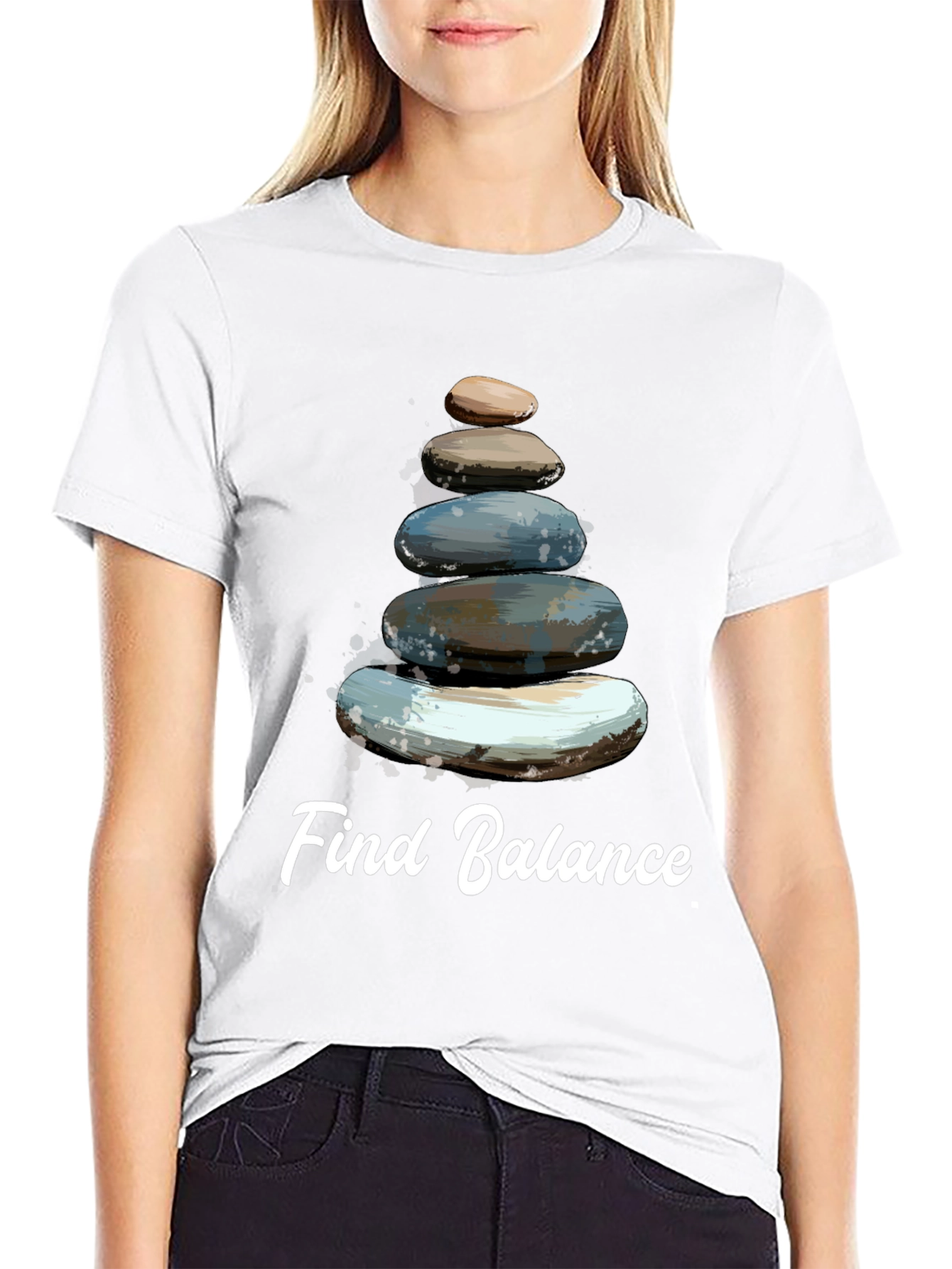 Find Balance T-Shirt - Stacked Stone Zen Design