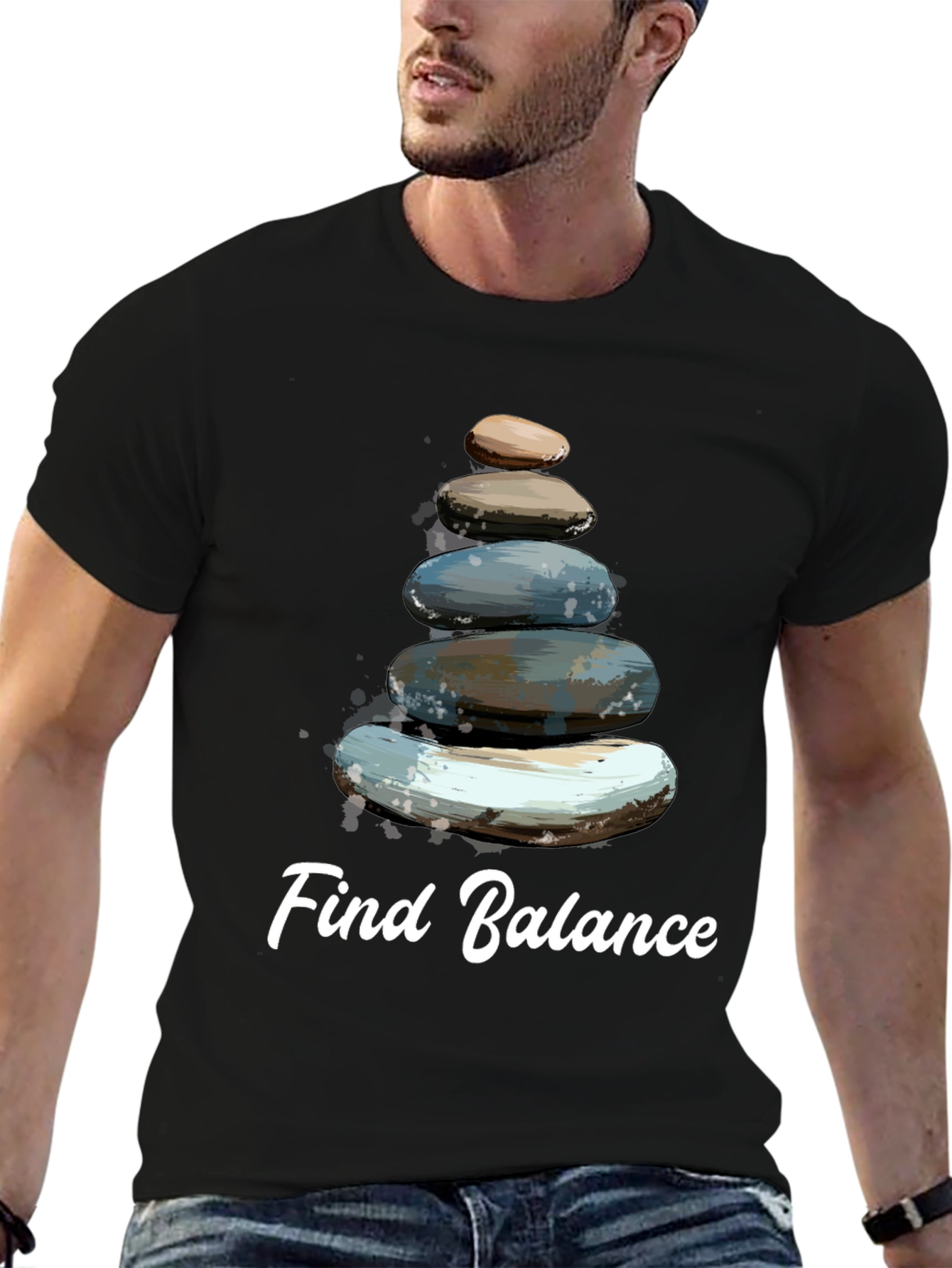 Find Balance T-Shirt - Stacked Stone Zen Design