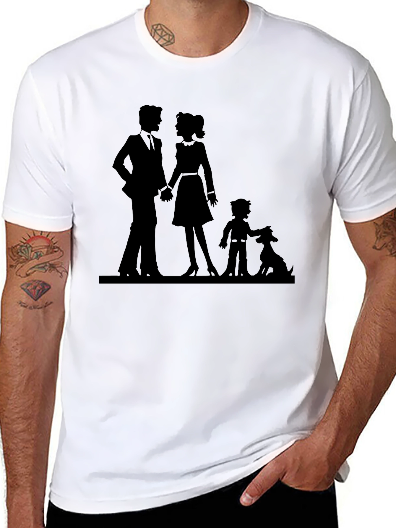 Family Silhouette Graphic Tee - Black Unisex T-Shirt