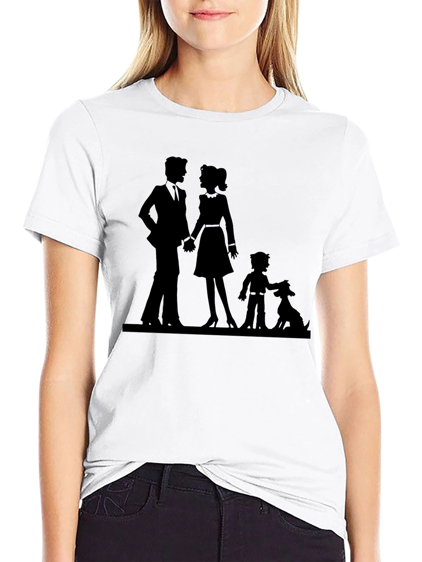 Family Silhouette Graphic Tee - Black Unisex T-Shirt
