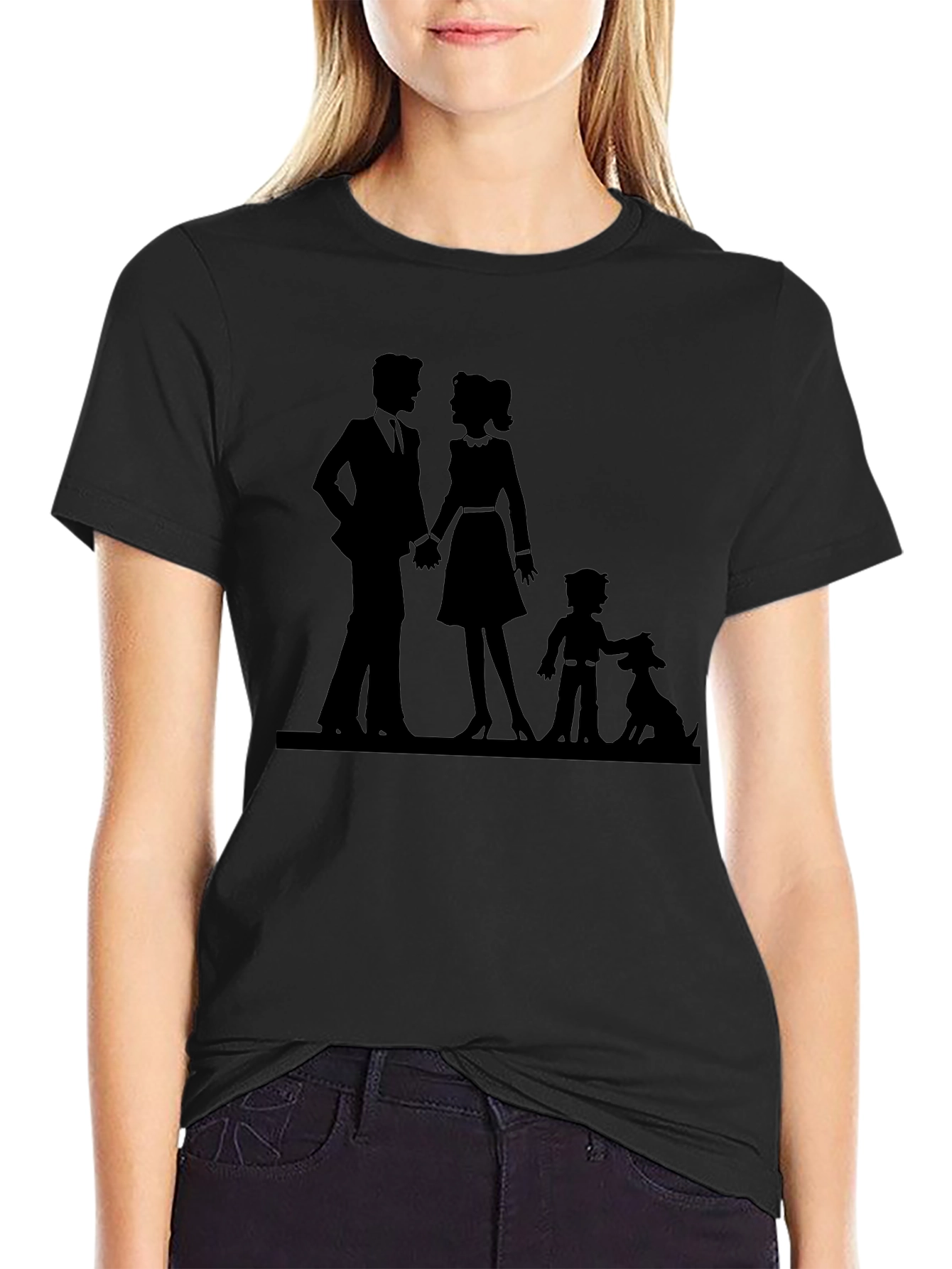Family Silhouette Graphic Tee - Black Unisex T-Shirt