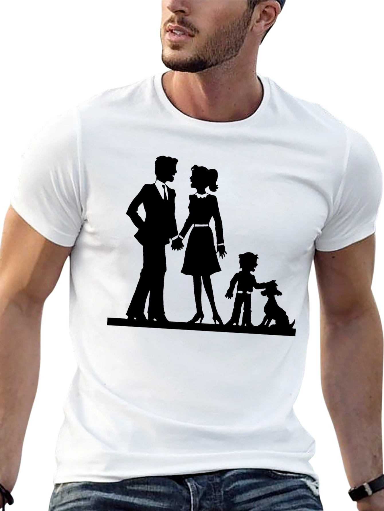 Family Silhouette Graphic Tee - Black Unisex T-Shirt