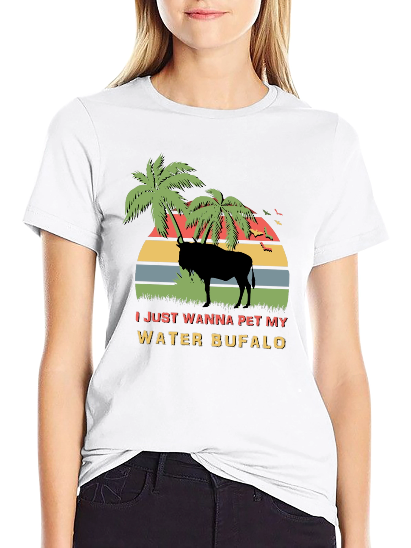 Water Buffalo Graphic Tee - Tropical Sunset T-Shirt