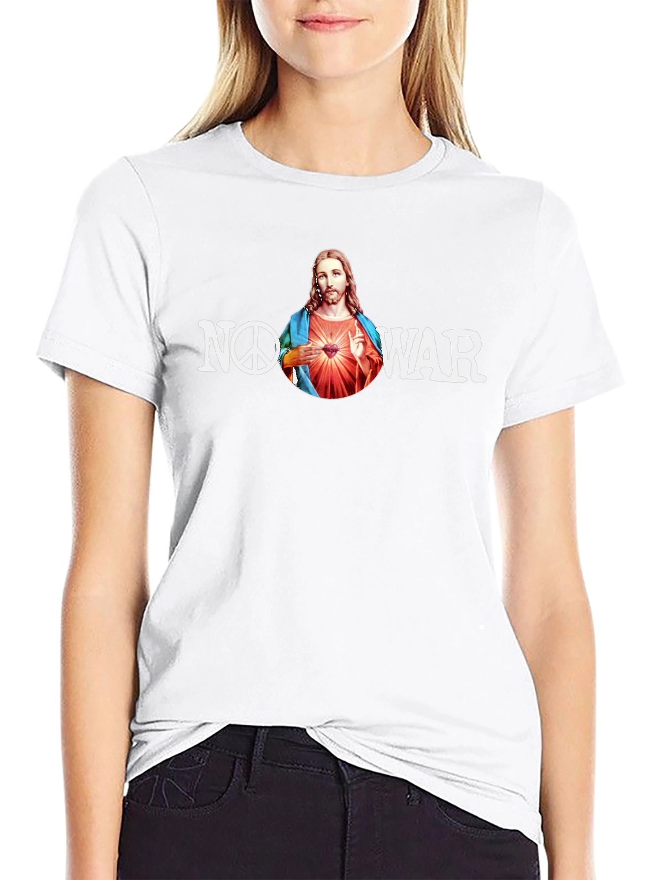 No War Jesus T-Shirt Peace Sign Graphic Tee