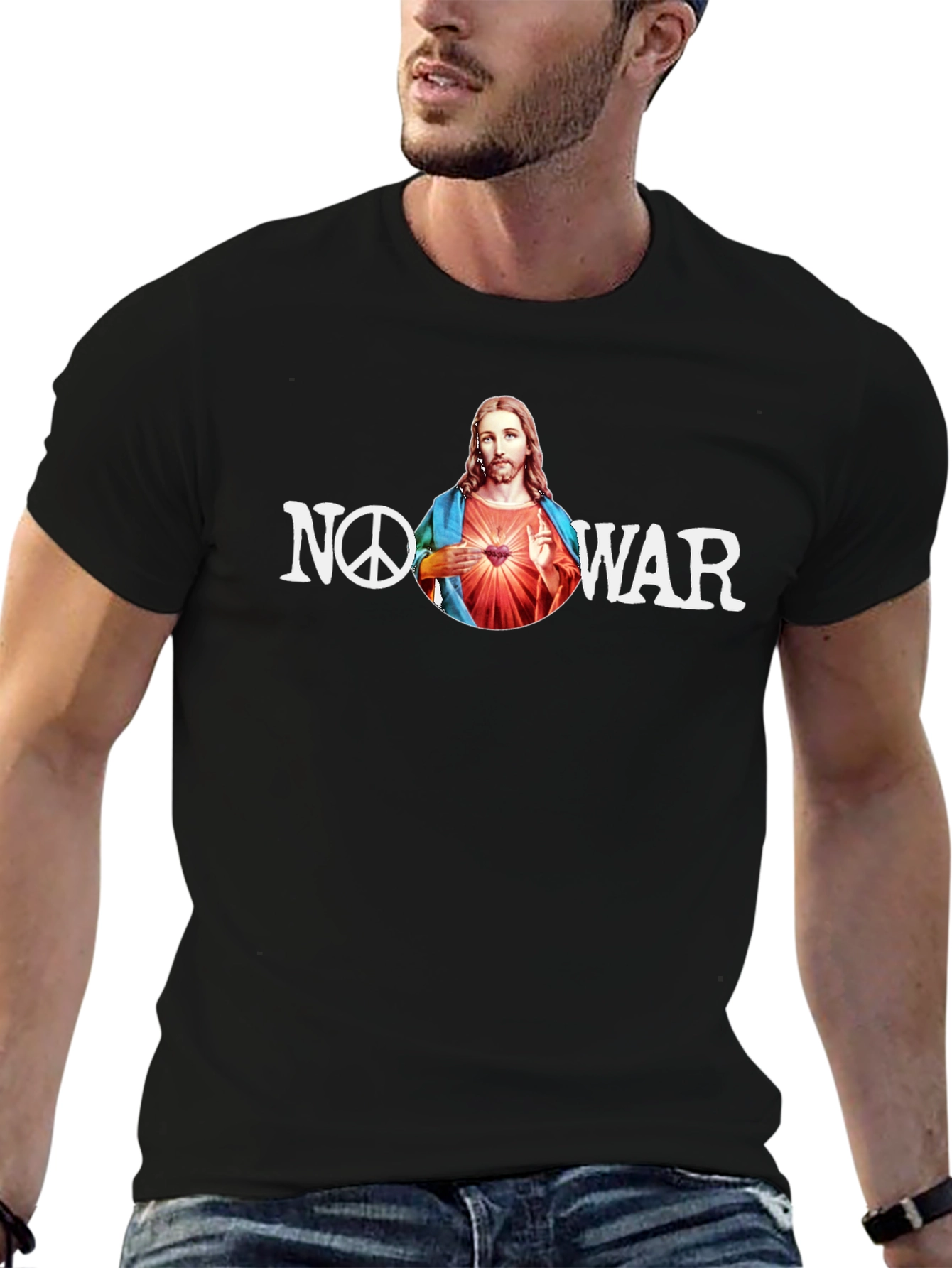 No War Jesus T-Shirt Peace Sign Graphic Tee