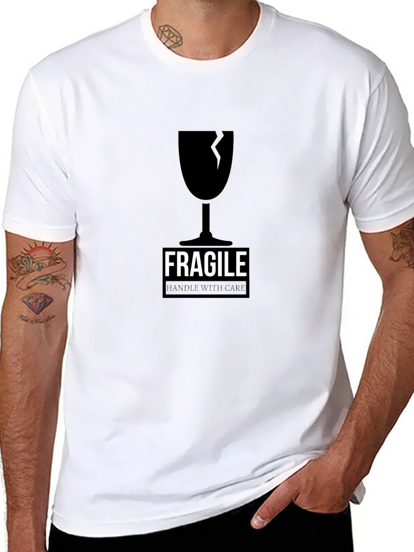 Fragile Handle With Care Graphic Tee - Black