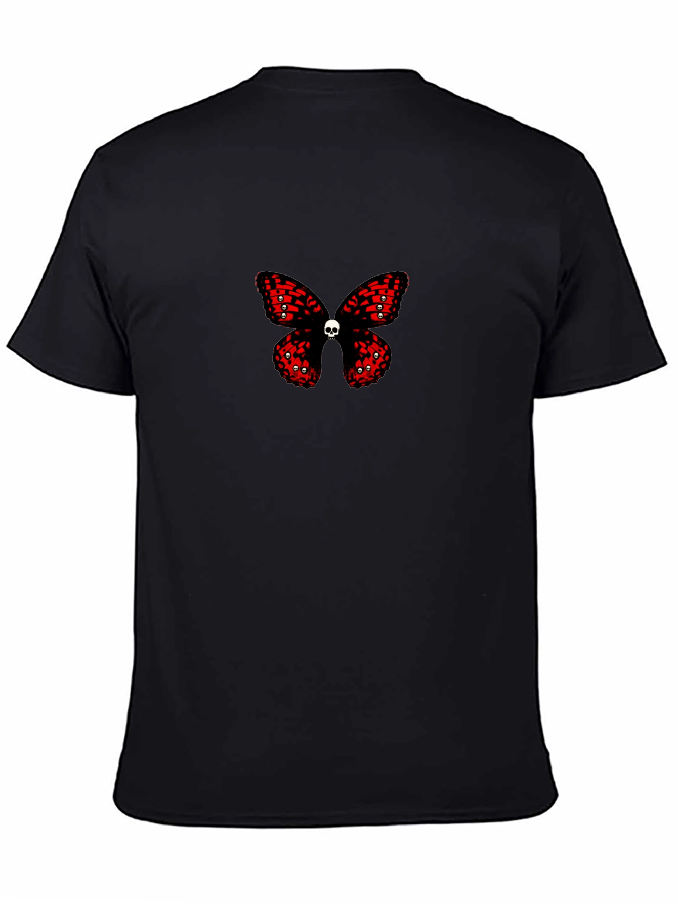 Skull Butterfly Graphic Print Black T-Shirt