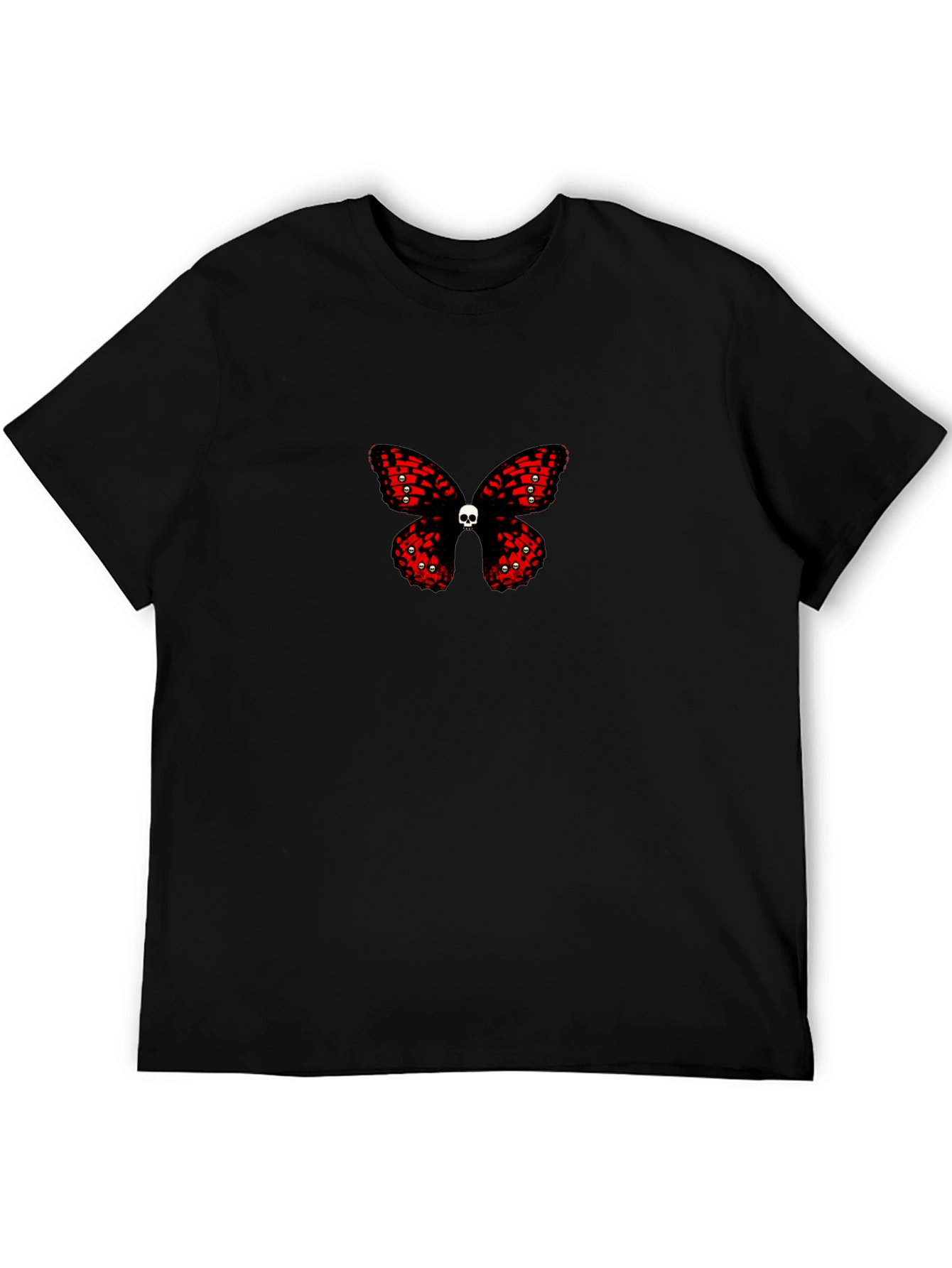 Skull Butterfly Graphic Print Black T-Shirt