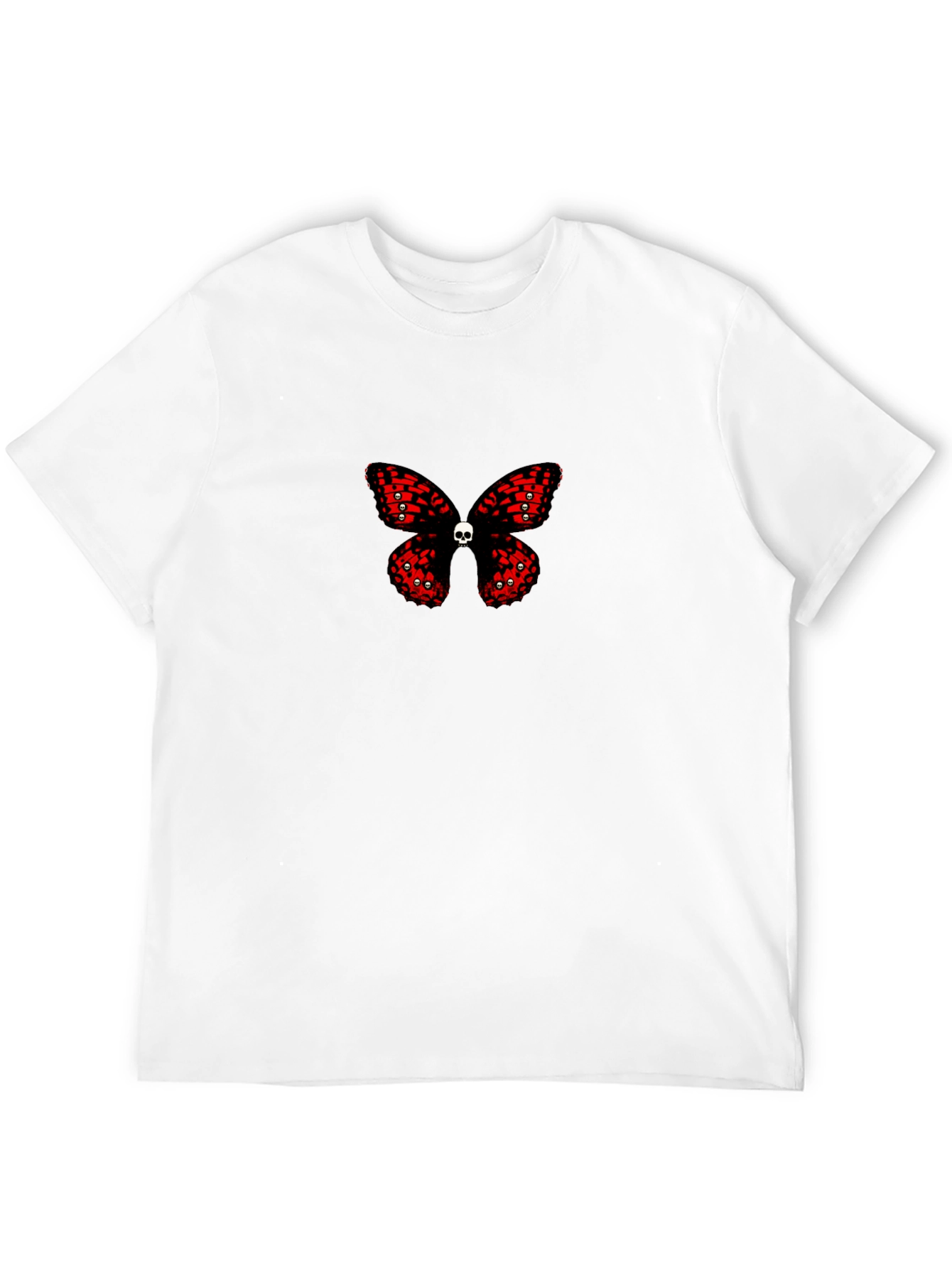 Skull Butterfly Graphic Print Black T-Shirt