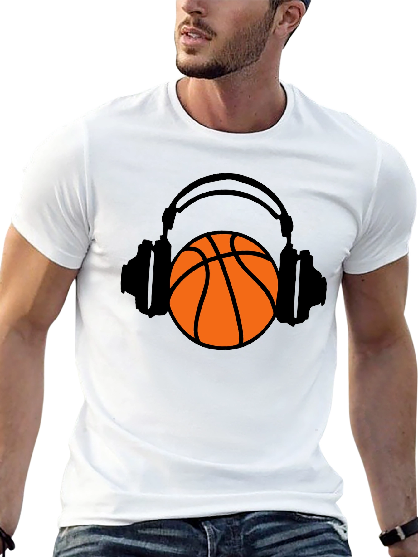 Basketball Headphones Graphic T-Shirt