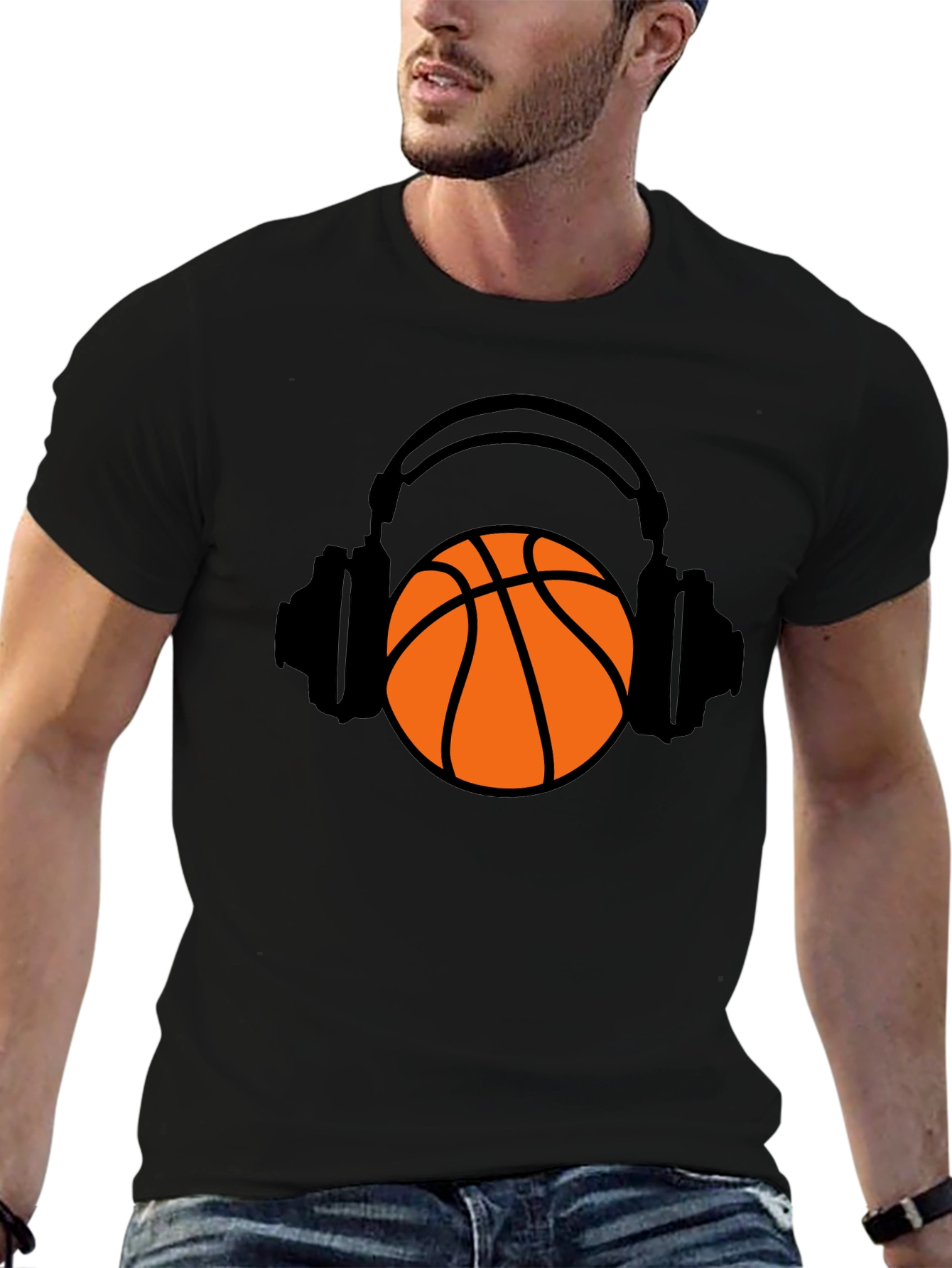 Basketball Headphones Graphic T-Shirt