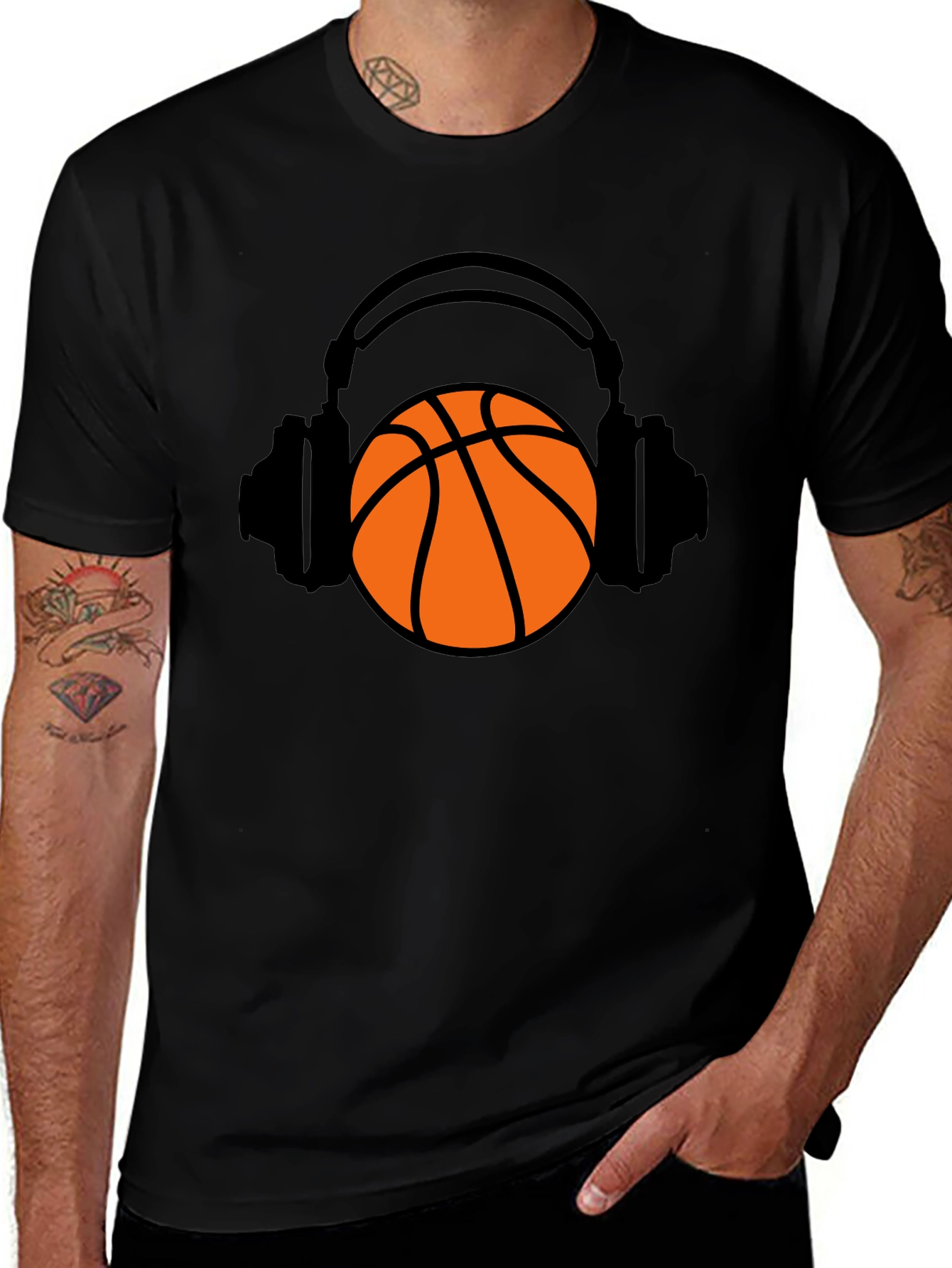 Basketball Headphones Graphic T-Shirt