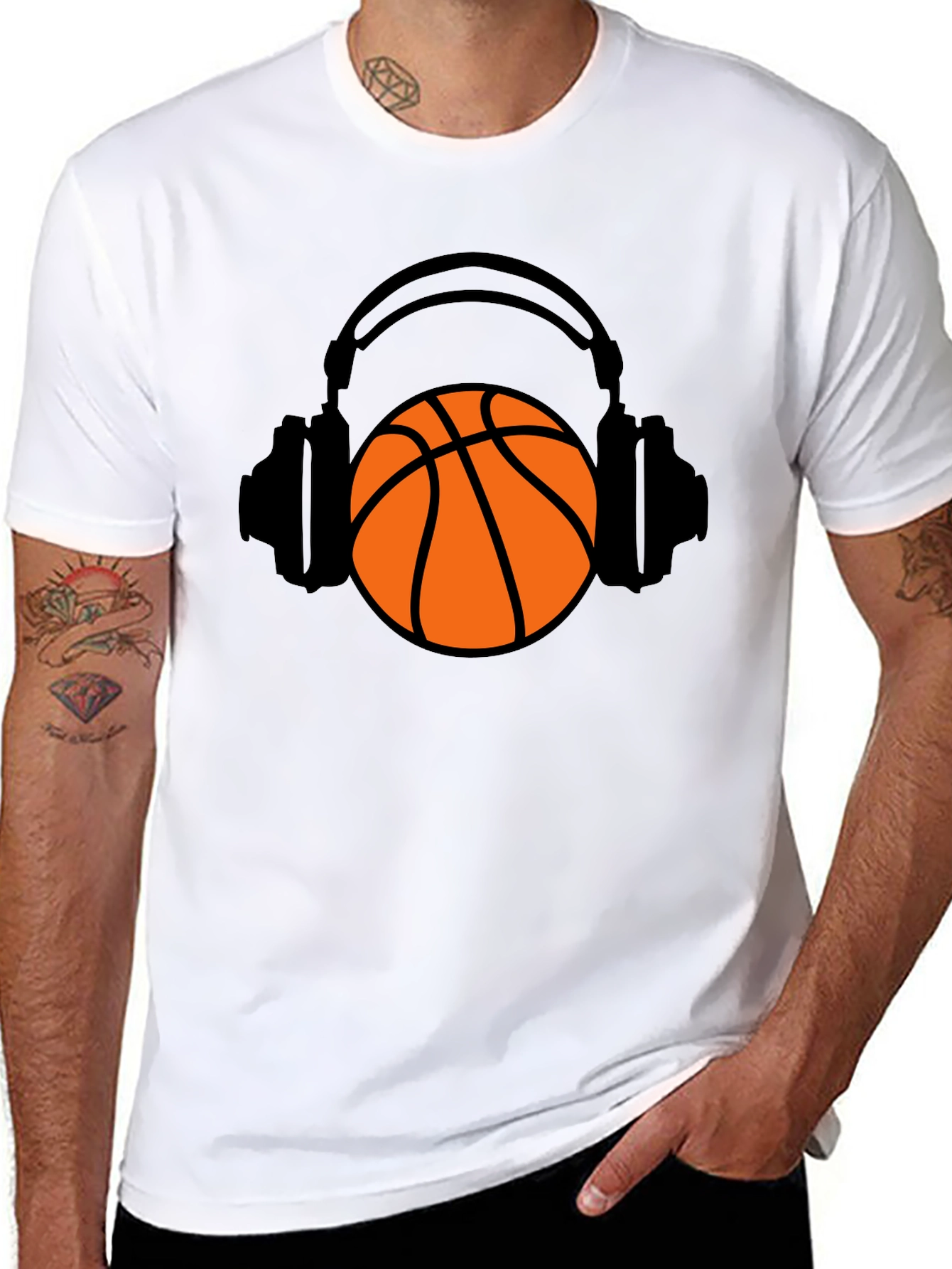 Basketball Headphones Graphic T-Shirt