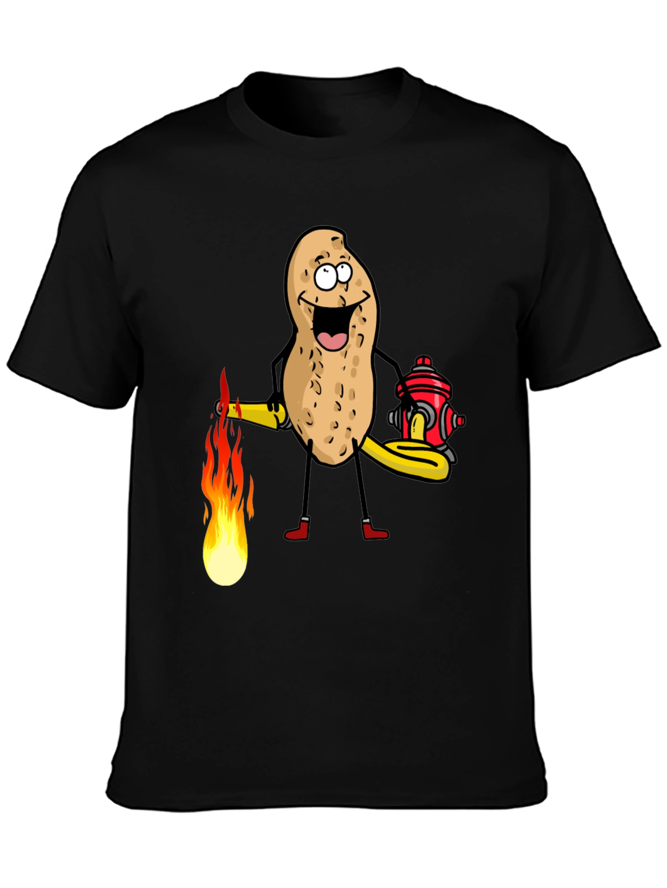 Firefighter Peanut Graphic Tee - Black