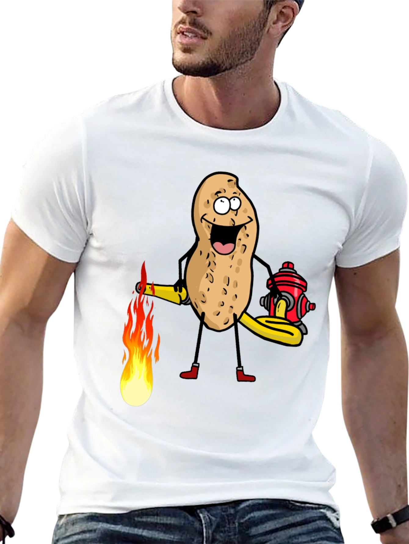 Firefighter Peanut Graphic Tee - Black
