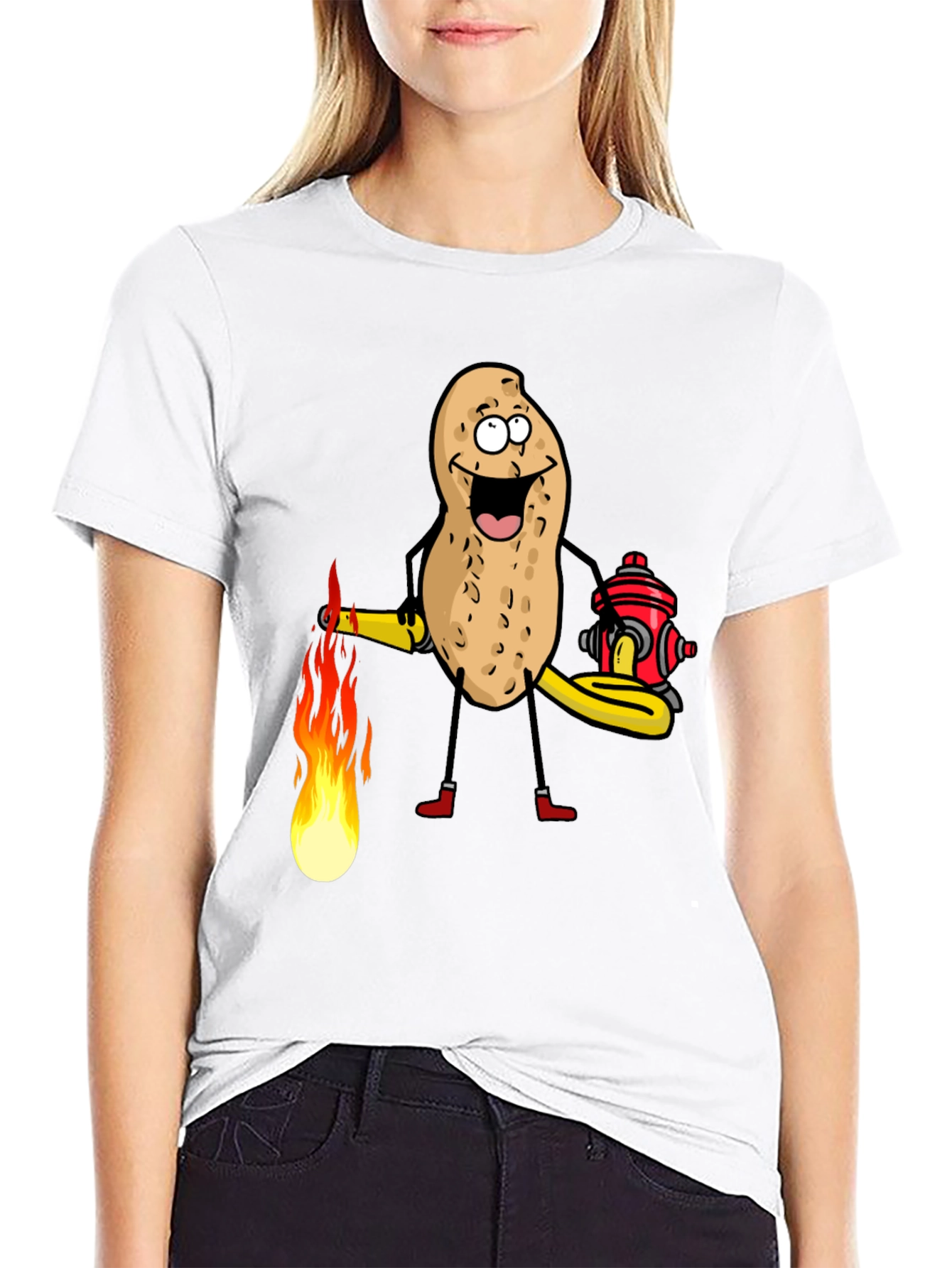 Firefighter Peanut Graphic Tee - Black
