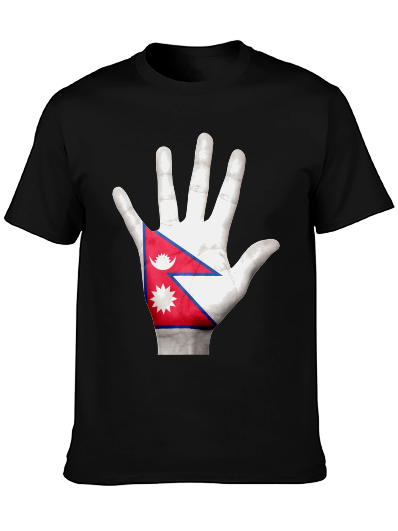 Nepal Flag Hand Print T-Shirt