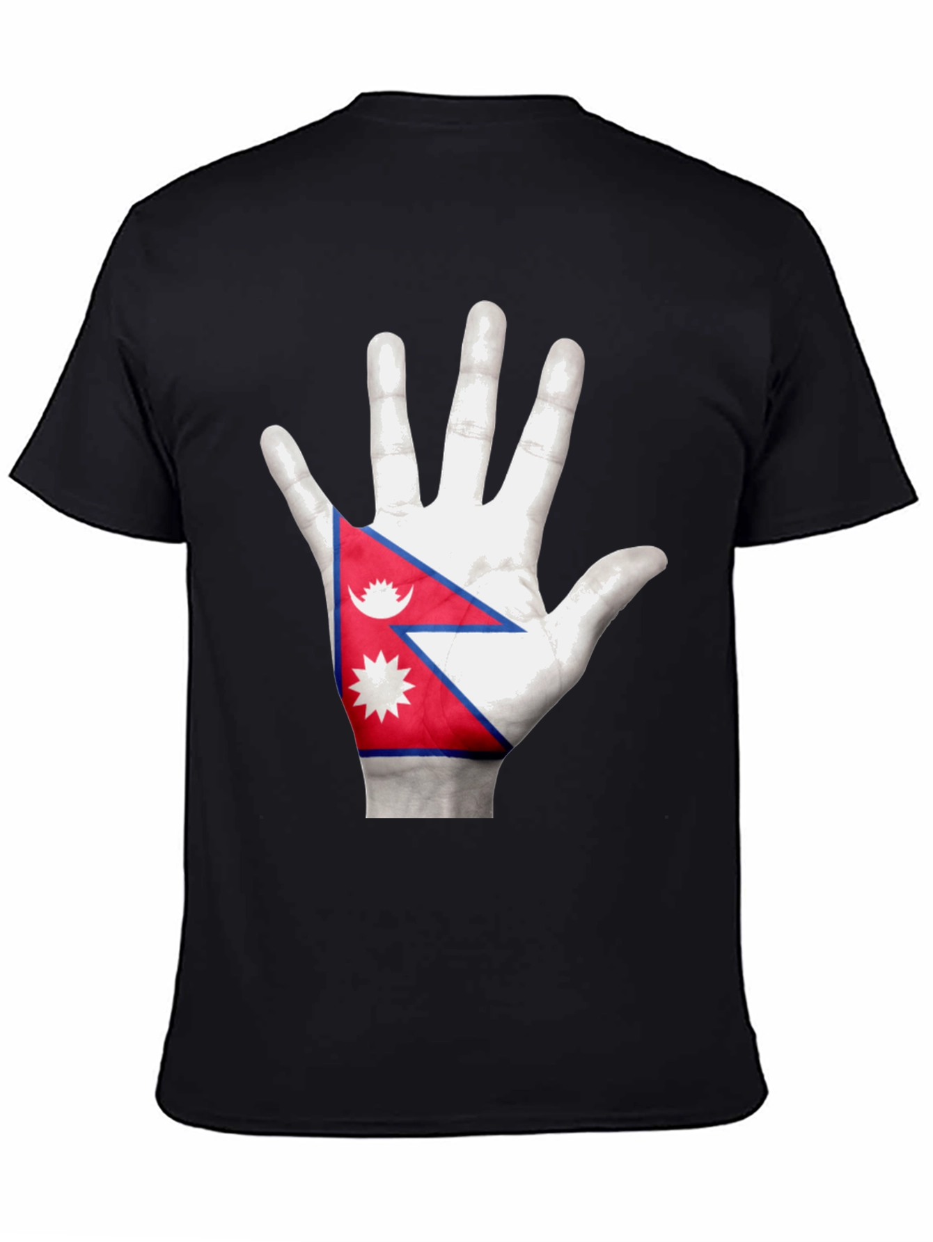 Nepal Flag Hand Print T-Shirt