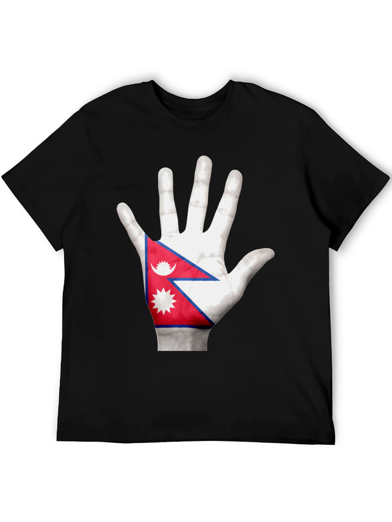 Nepal Flag Hand Print T-Shirt