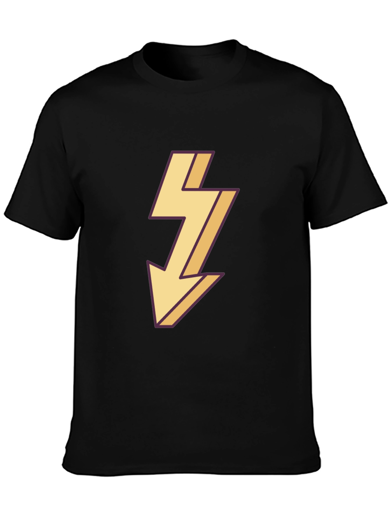 Mens Black T-Shirt with Lightning Bolt Design