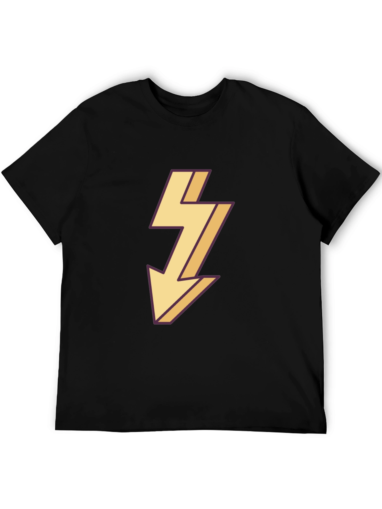 Mens Black T-Shirt with Lightning Bolt Design