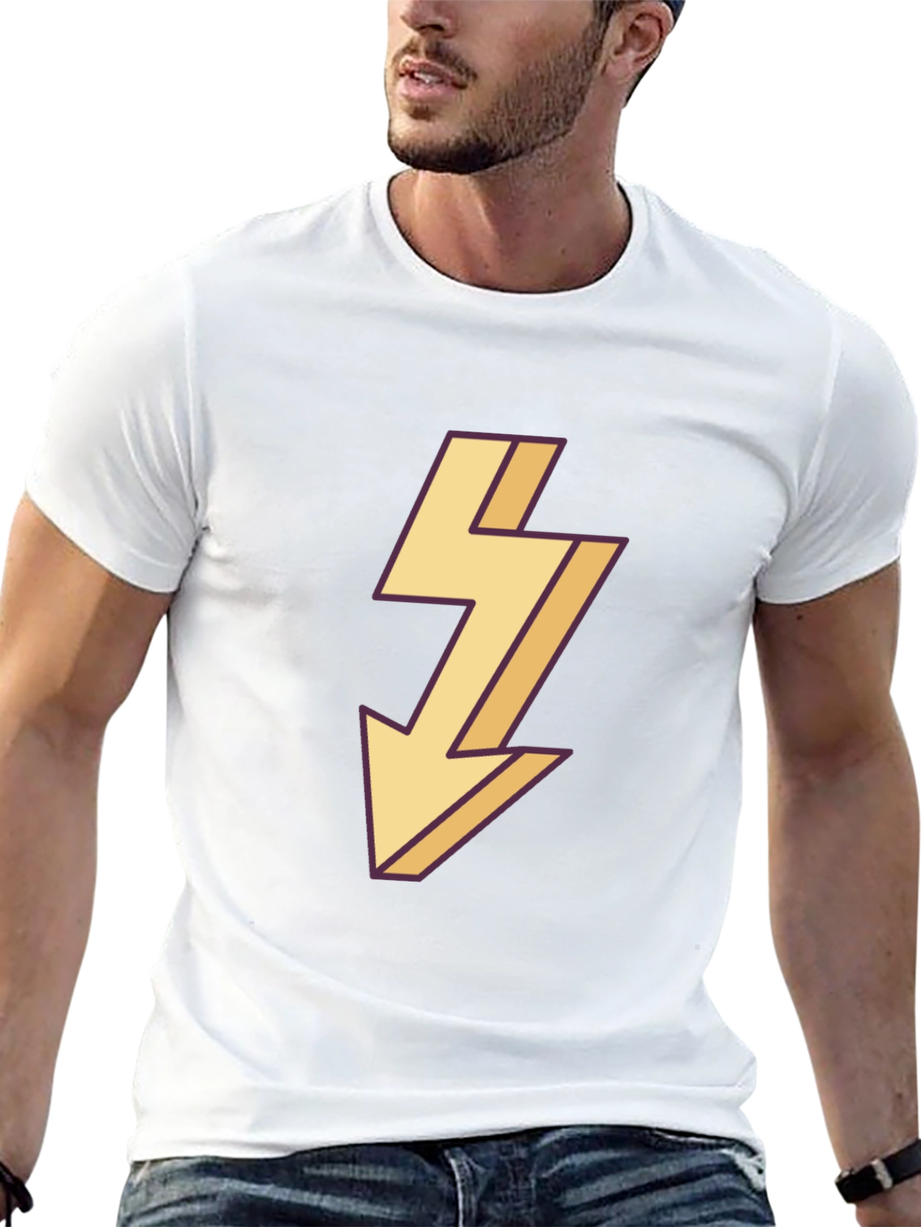 Mens Black T-Shirt with Lightning Bolt Design