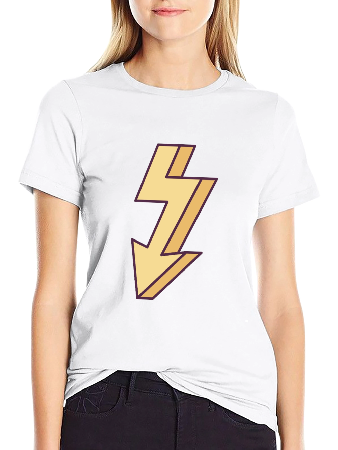 Mens Black T-Shirt with Lightning Bolt Design