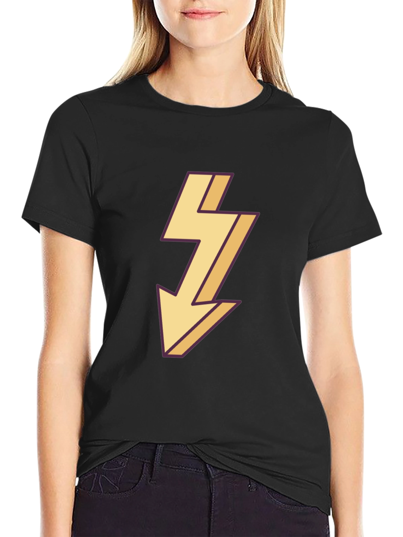 Mens Black T-Shirt with Lightning Bolt Design