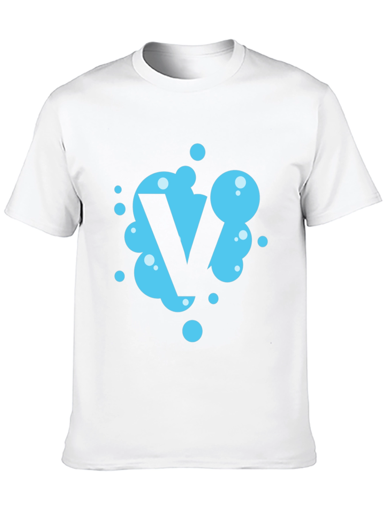 Cool Blue Bubble Letter V Black T-Shirt