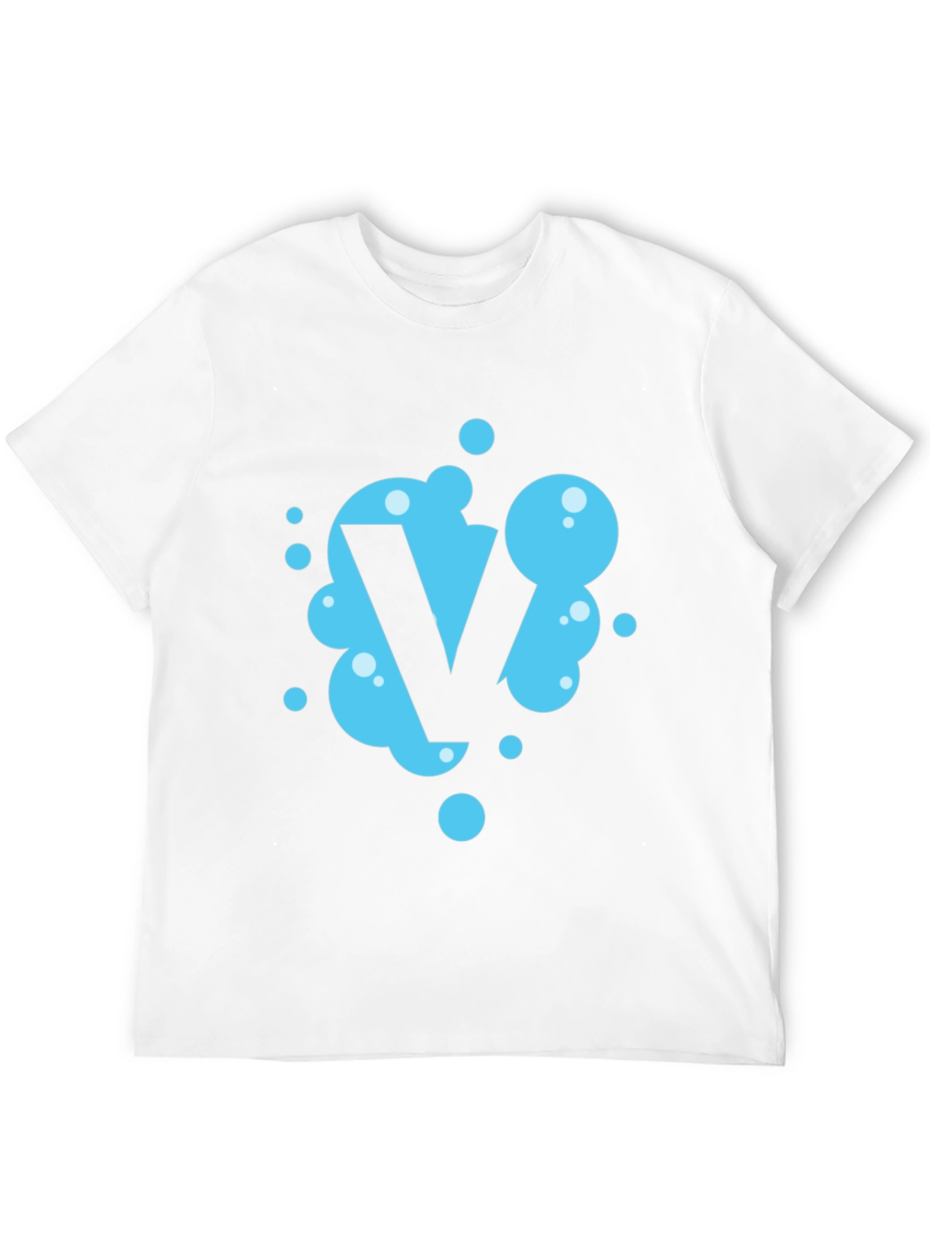 Cool Blue Bubble Letter V Black T-Shirt