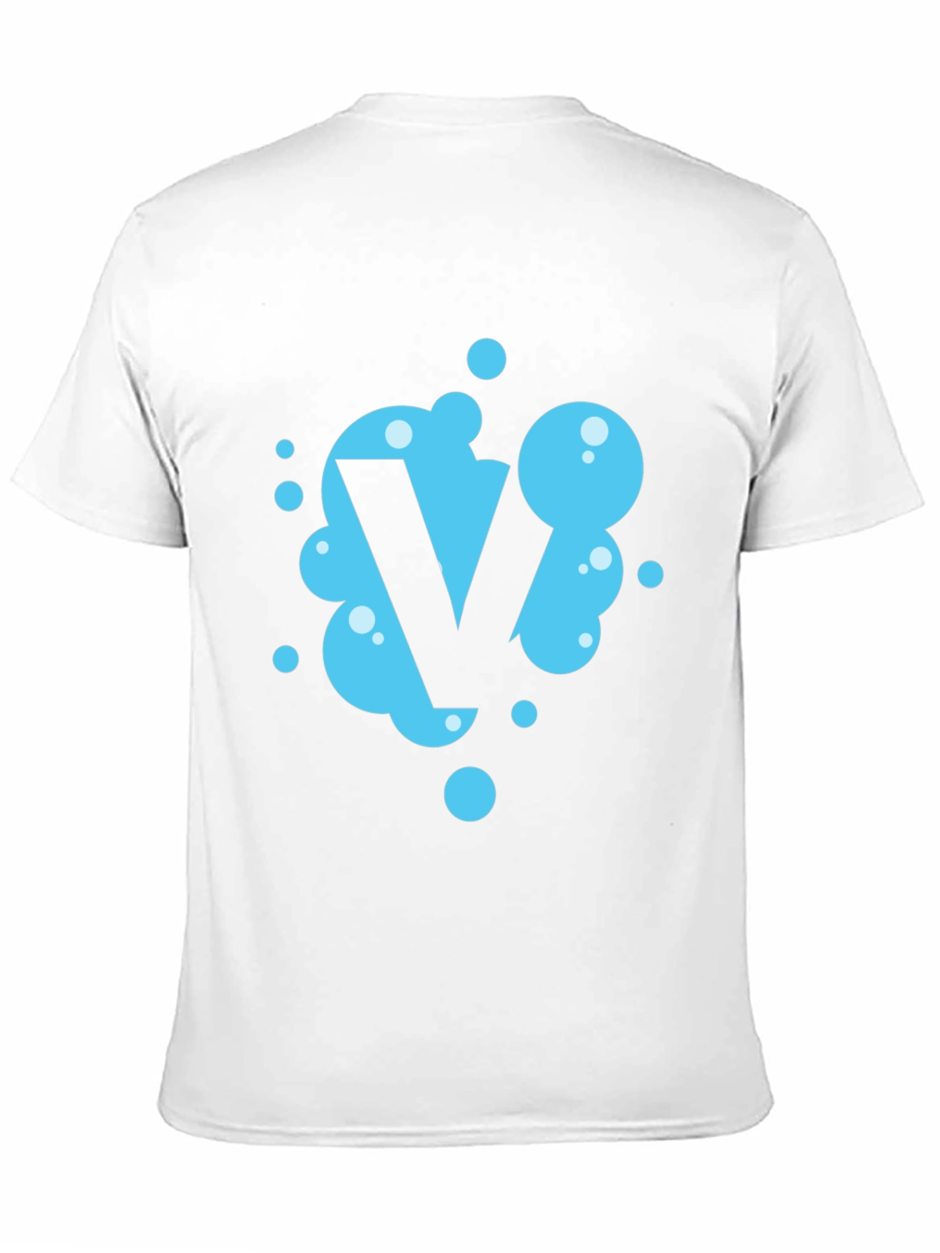 Cool Blue Bubble Letter V Black T-Shirt