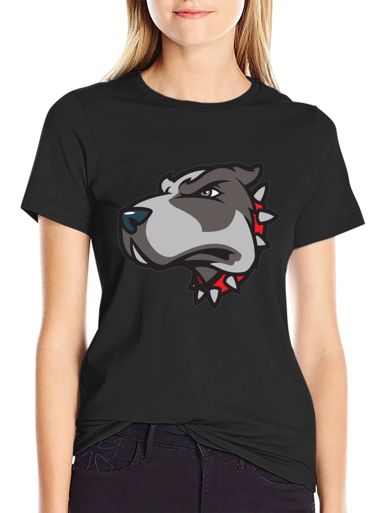 Mens Black T-Shirt with Pitbull Graphic