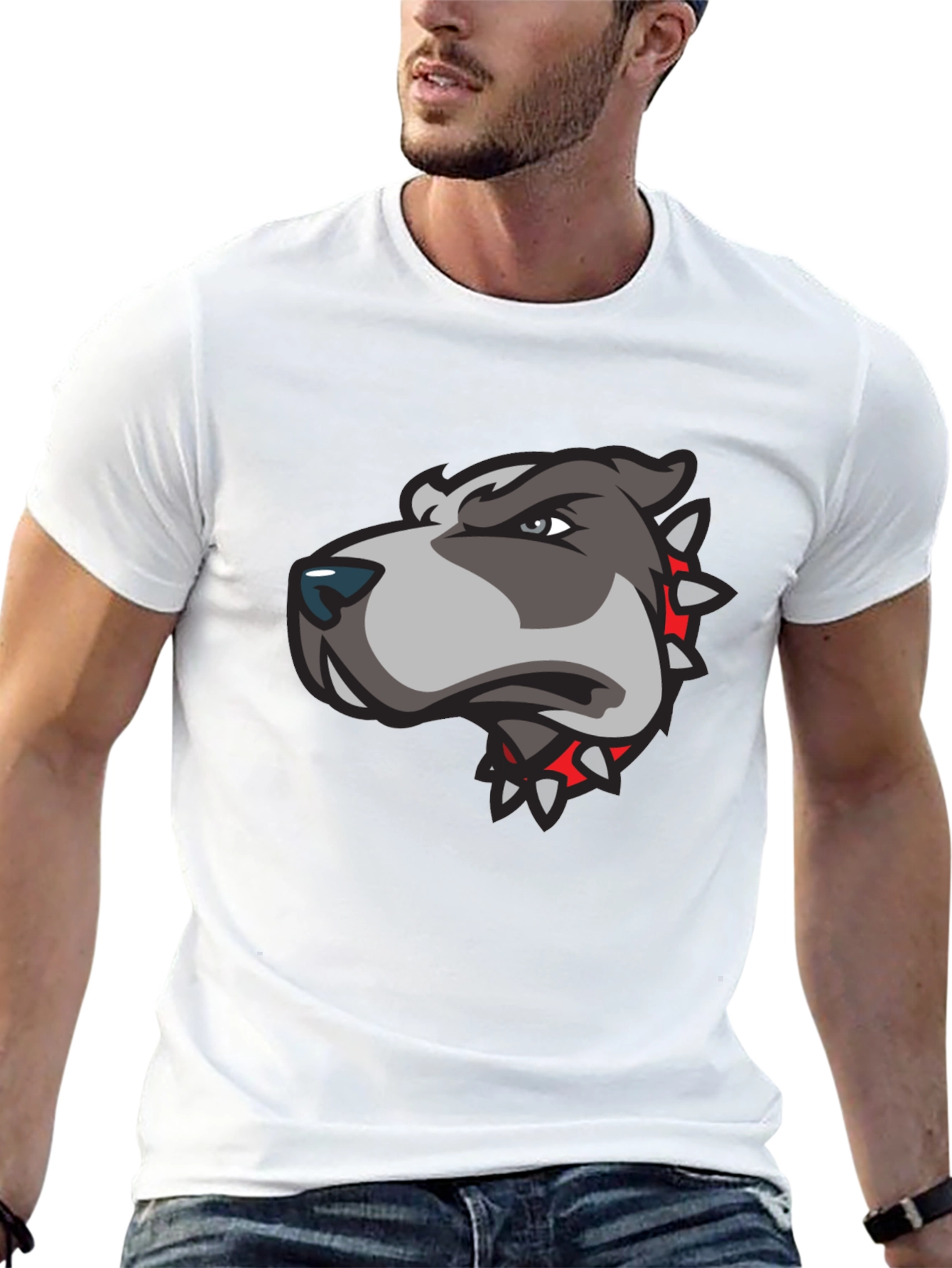 Mens Black T-Shirt with Pitbull Graphic
