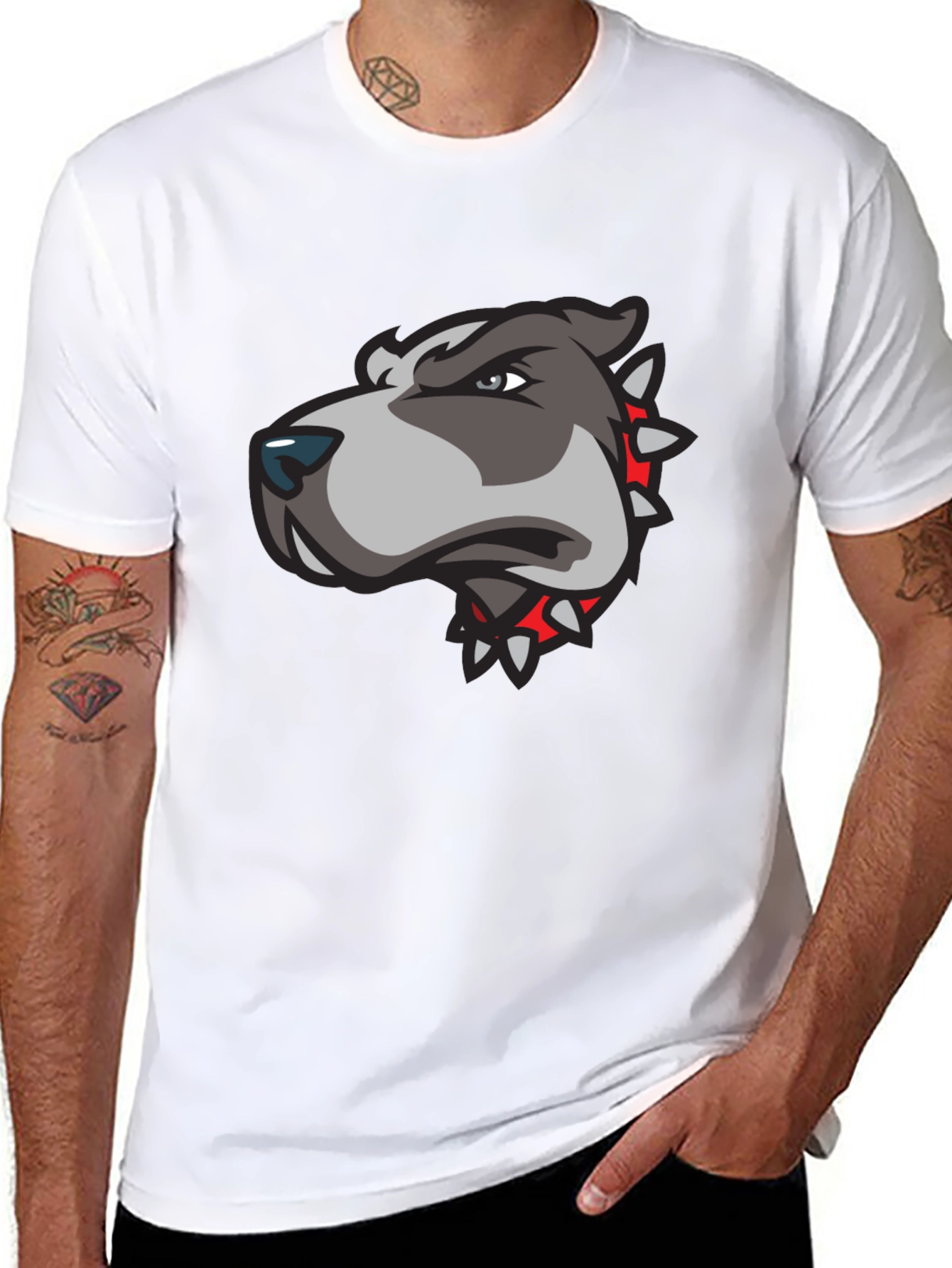 Mens Black T-Shirt with Pitbull Graphic