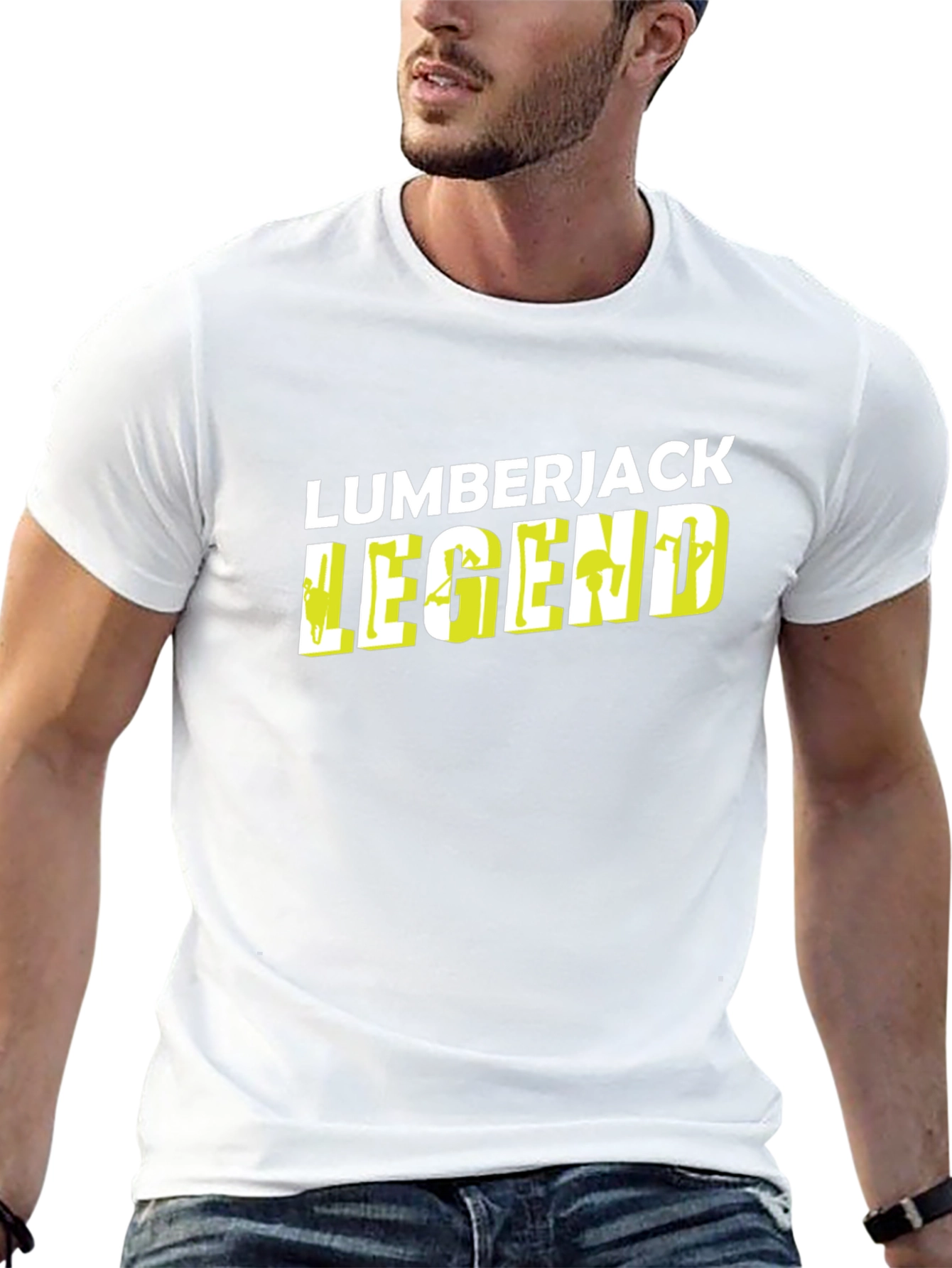 Lumberjack Legend Black Graphic Tee - Mens Crew Neck