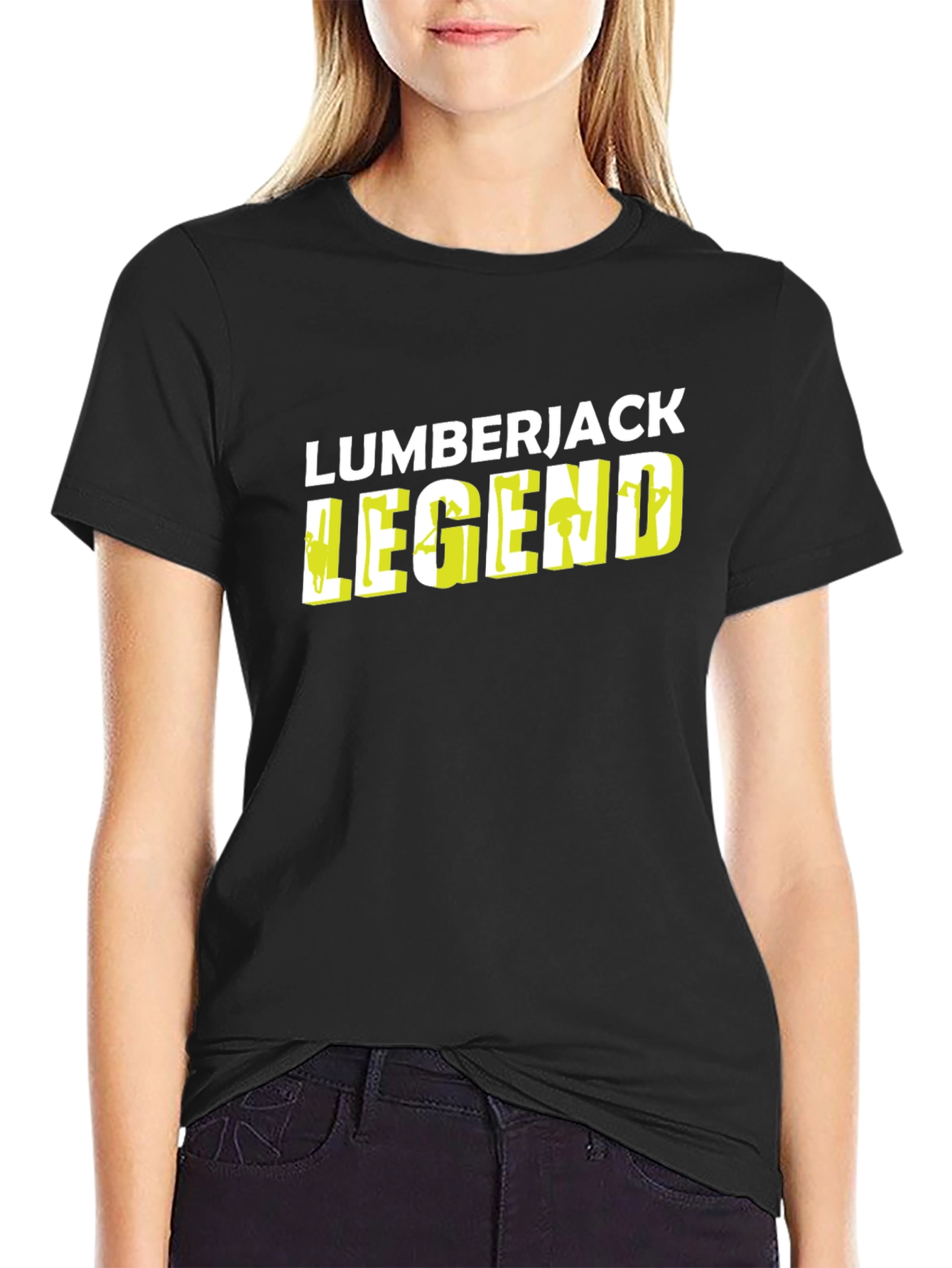 Lumberjack Legend Black Graphic Tee - Mens Crew Neck