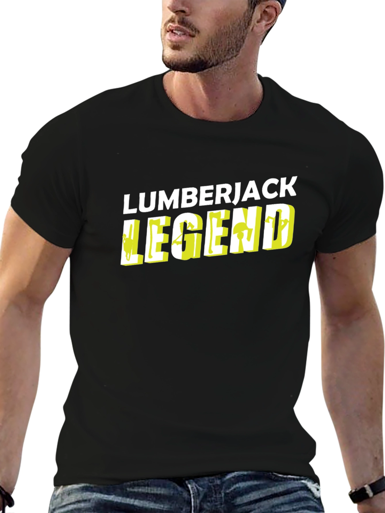 Lumberjack Legend Black Graphic Tee - Mens Crew Neck