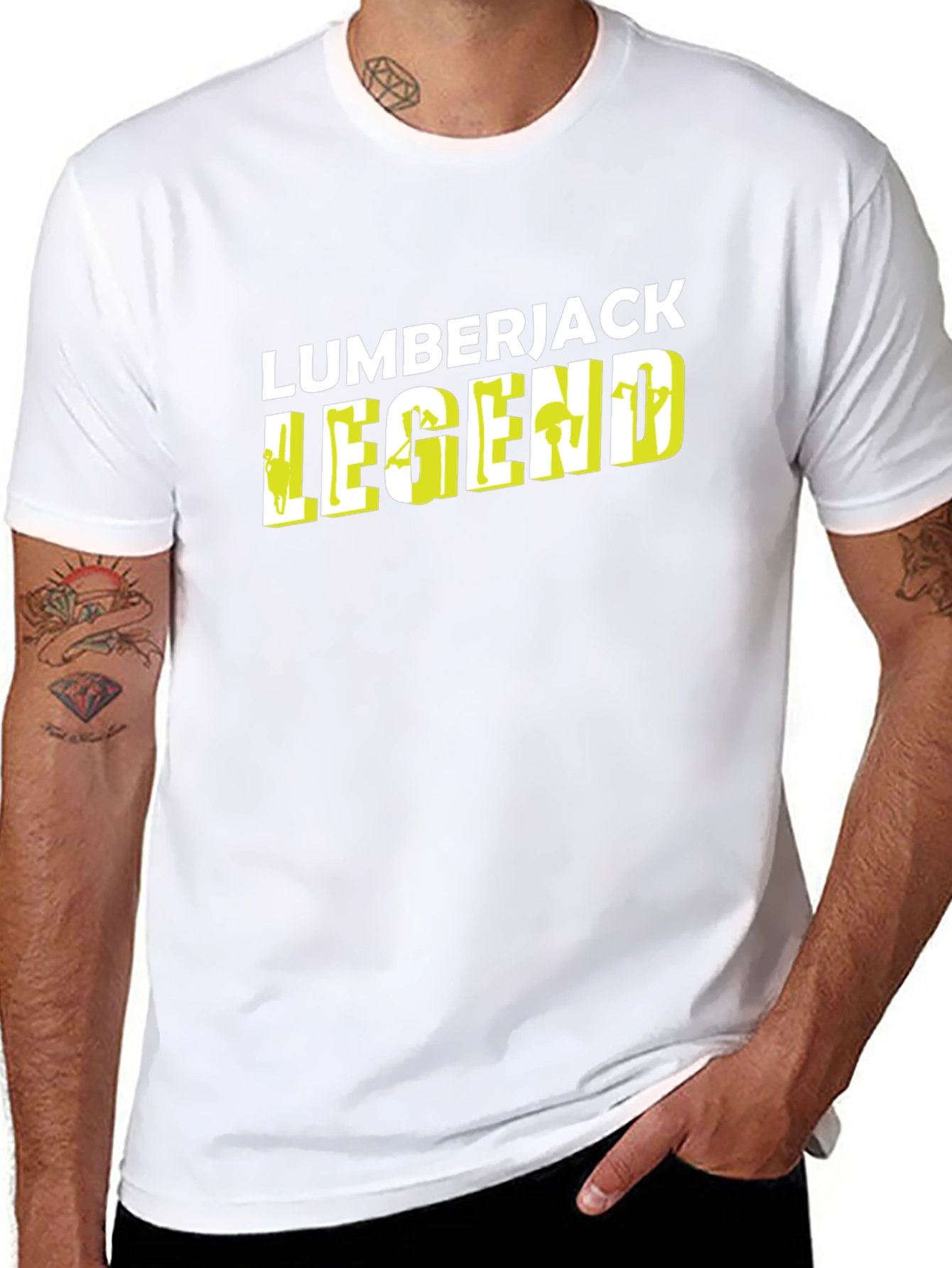 Lumberjack Legend Black Graphic Tee - Mens Crew Neck