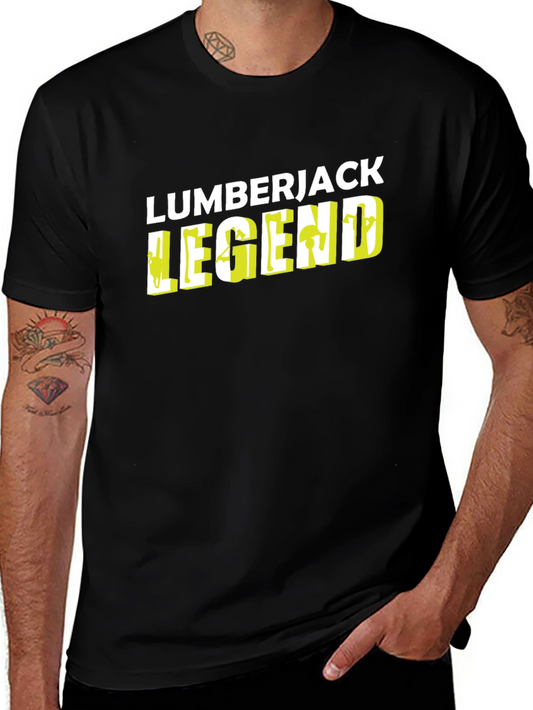 Lumberjack Legend Black Graphic Tee - Mens Crew Neck
