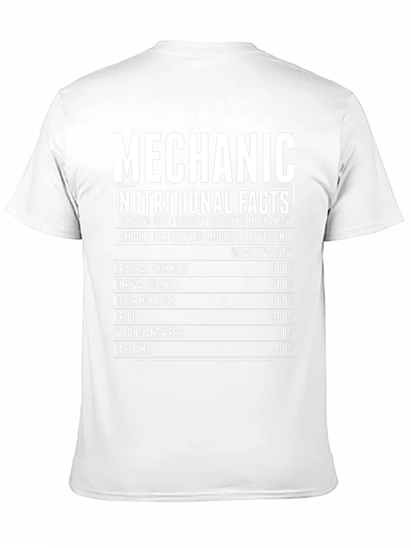 Mechanic Nutritional Facts Graphic T-Shirt