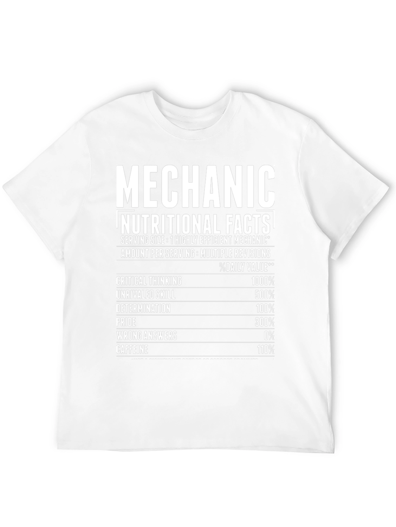 Mechanic Nutritional Facts Graphic T-Shirt