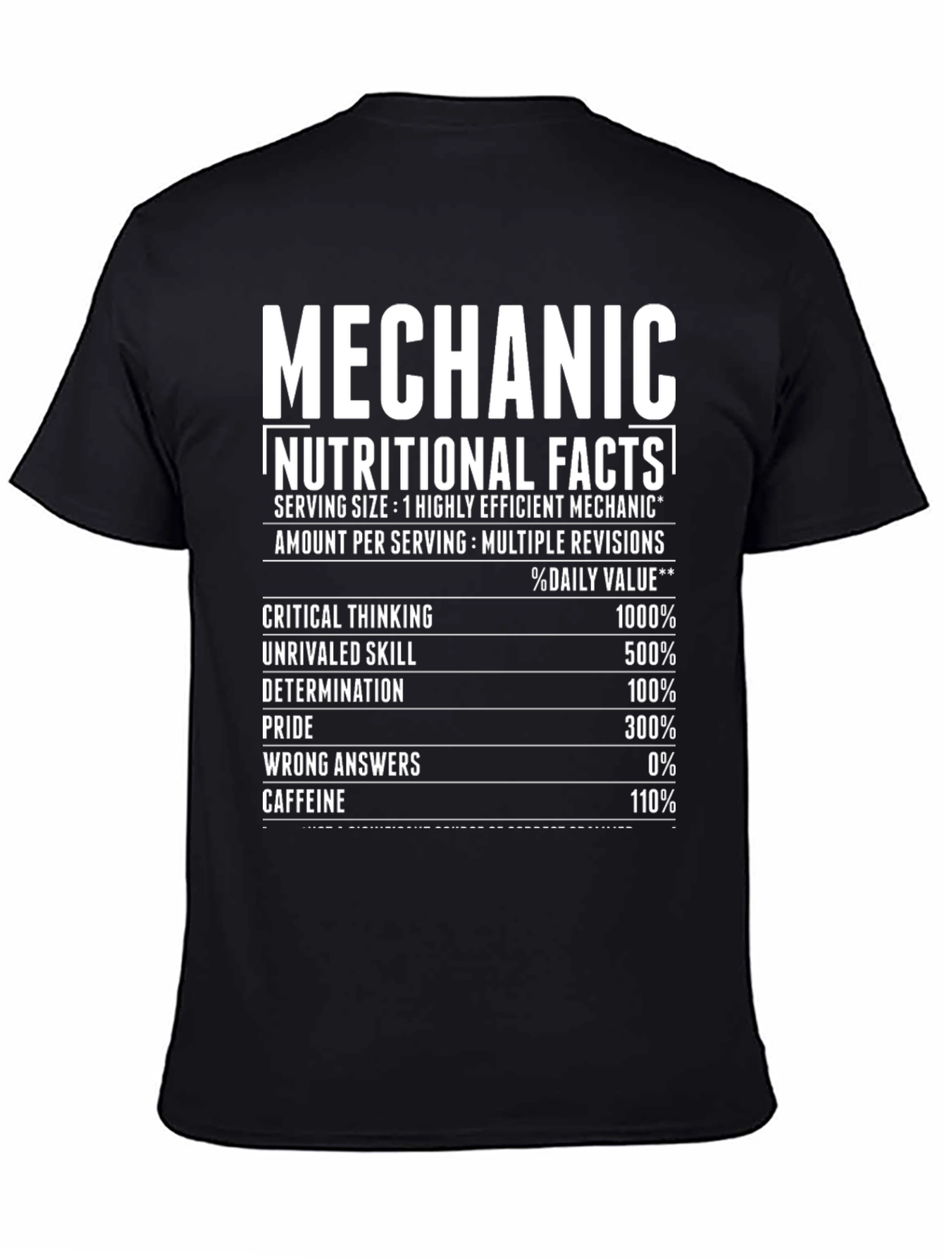 Mechanic Nutritional Facts Graphic T-Shirt
