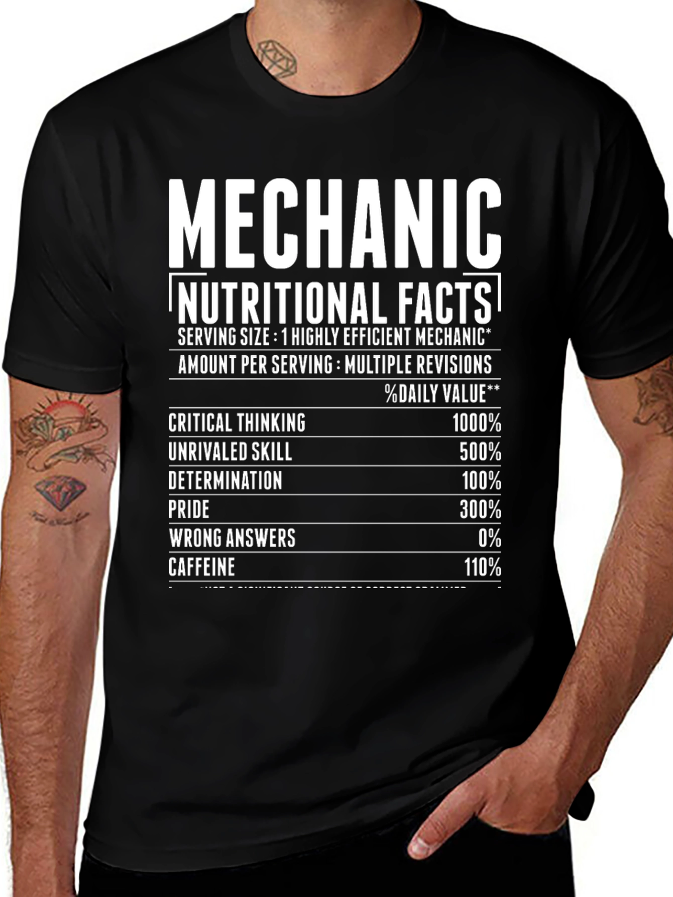 Mechanic Nutritional Facts Graphic T-Shirt