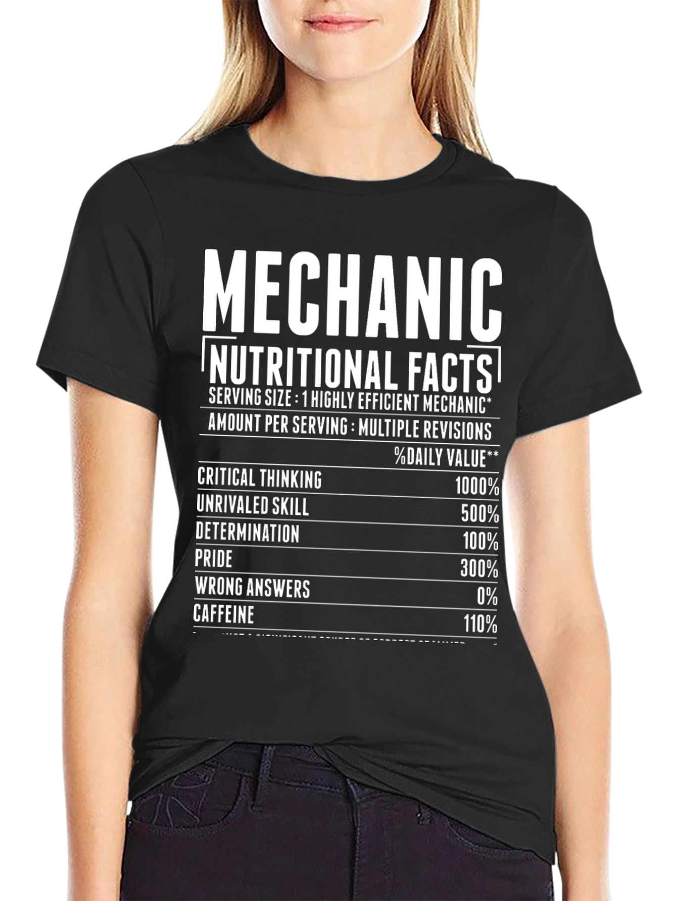 Mechanic Nutritional Facts Graphic T-Shirt
