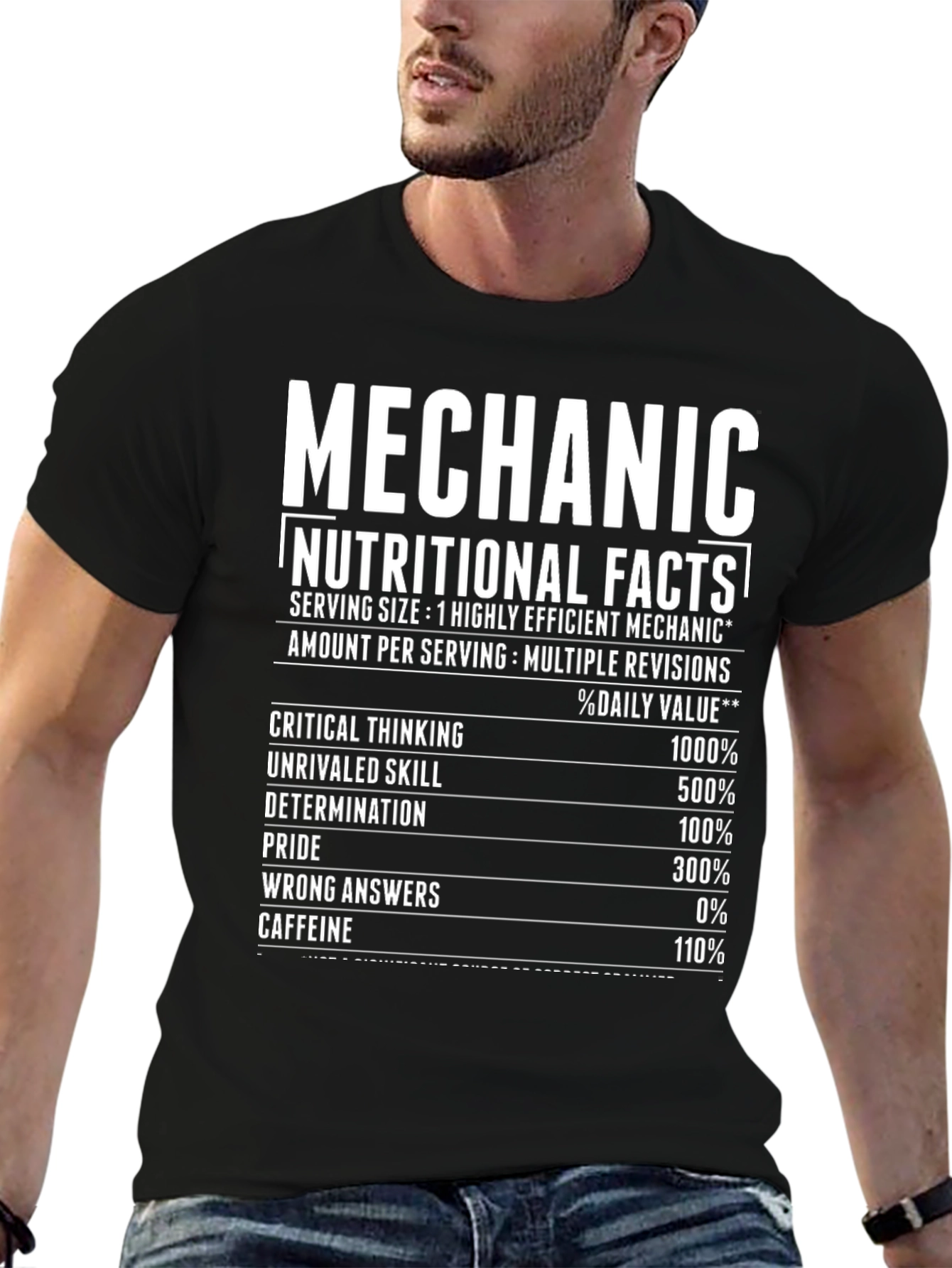 Mechanic Nutritional Facts Graphic T-Shirt