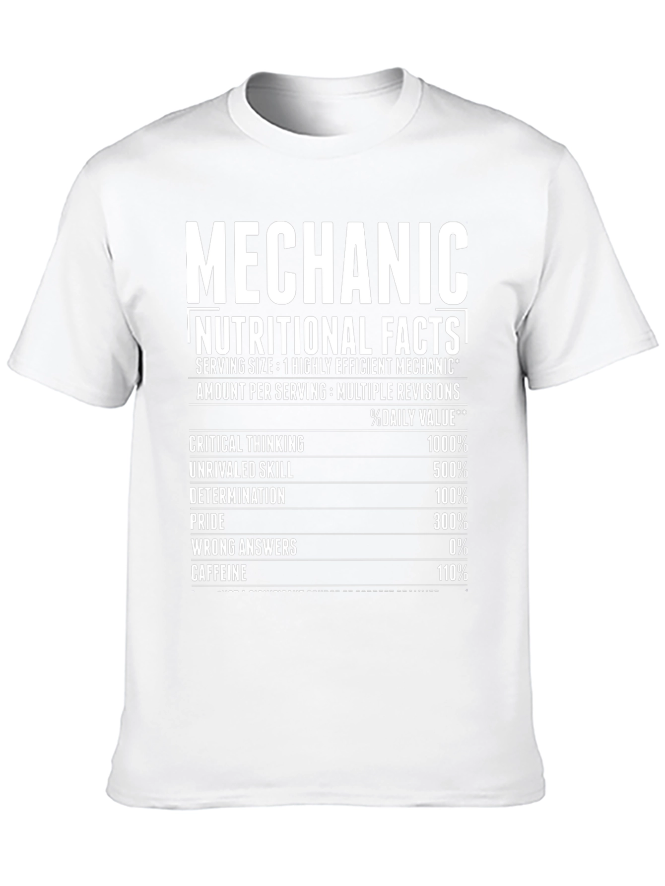 Mechanic Nutritional Facts Graphic T-Shirt