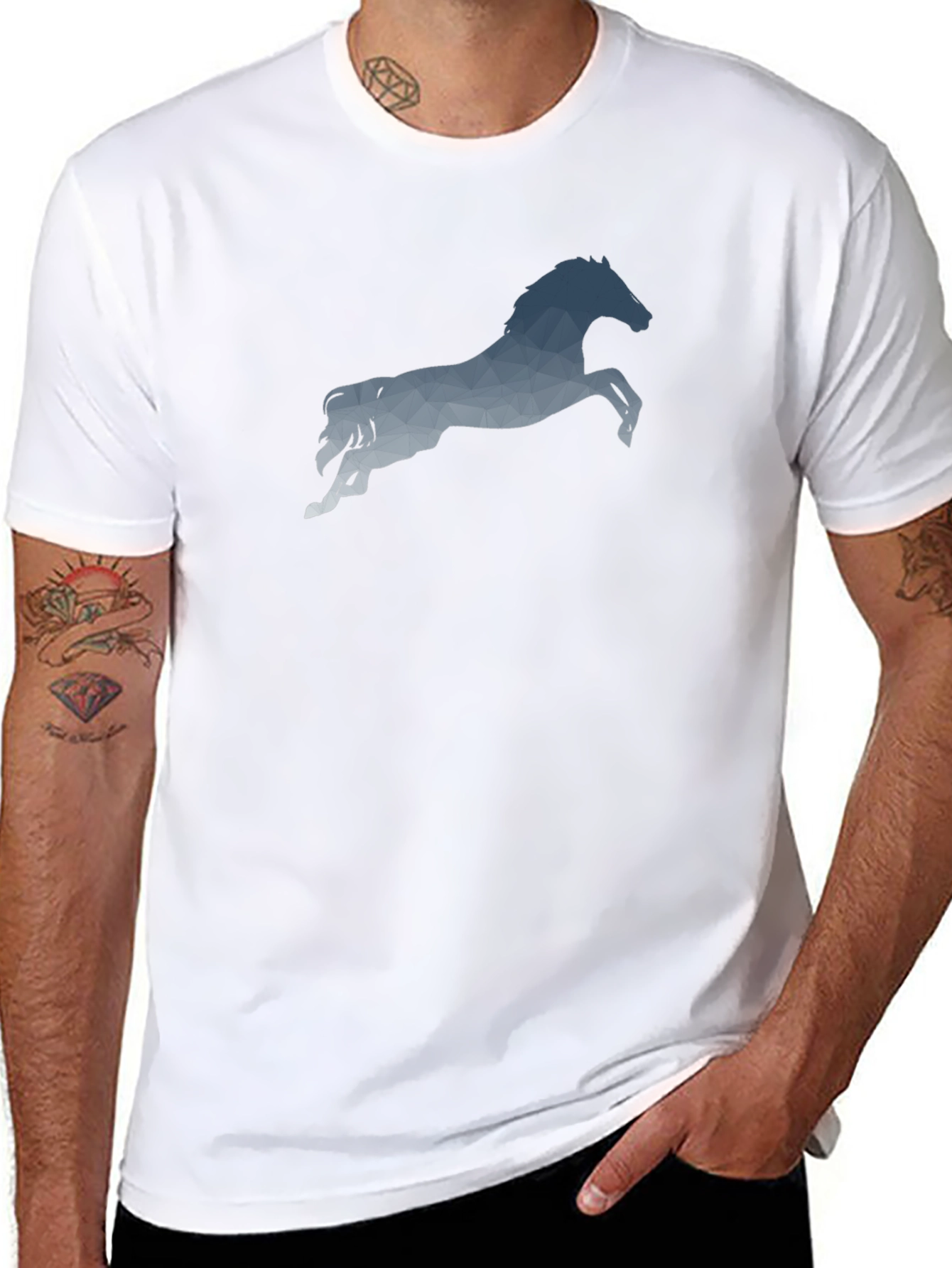 Geometric Horse Graphic Tee - Mens Black T-Shirt