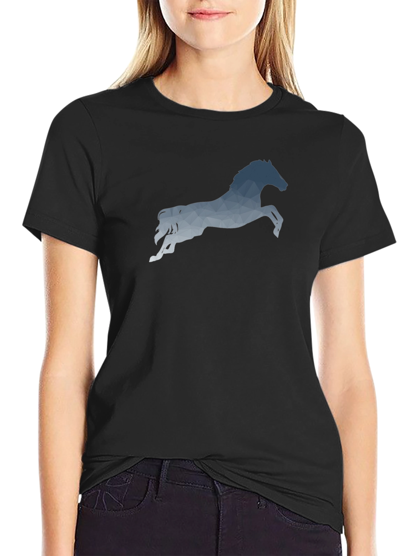 Geometric Horse Graphic Tee - Mens Black T-Shirt