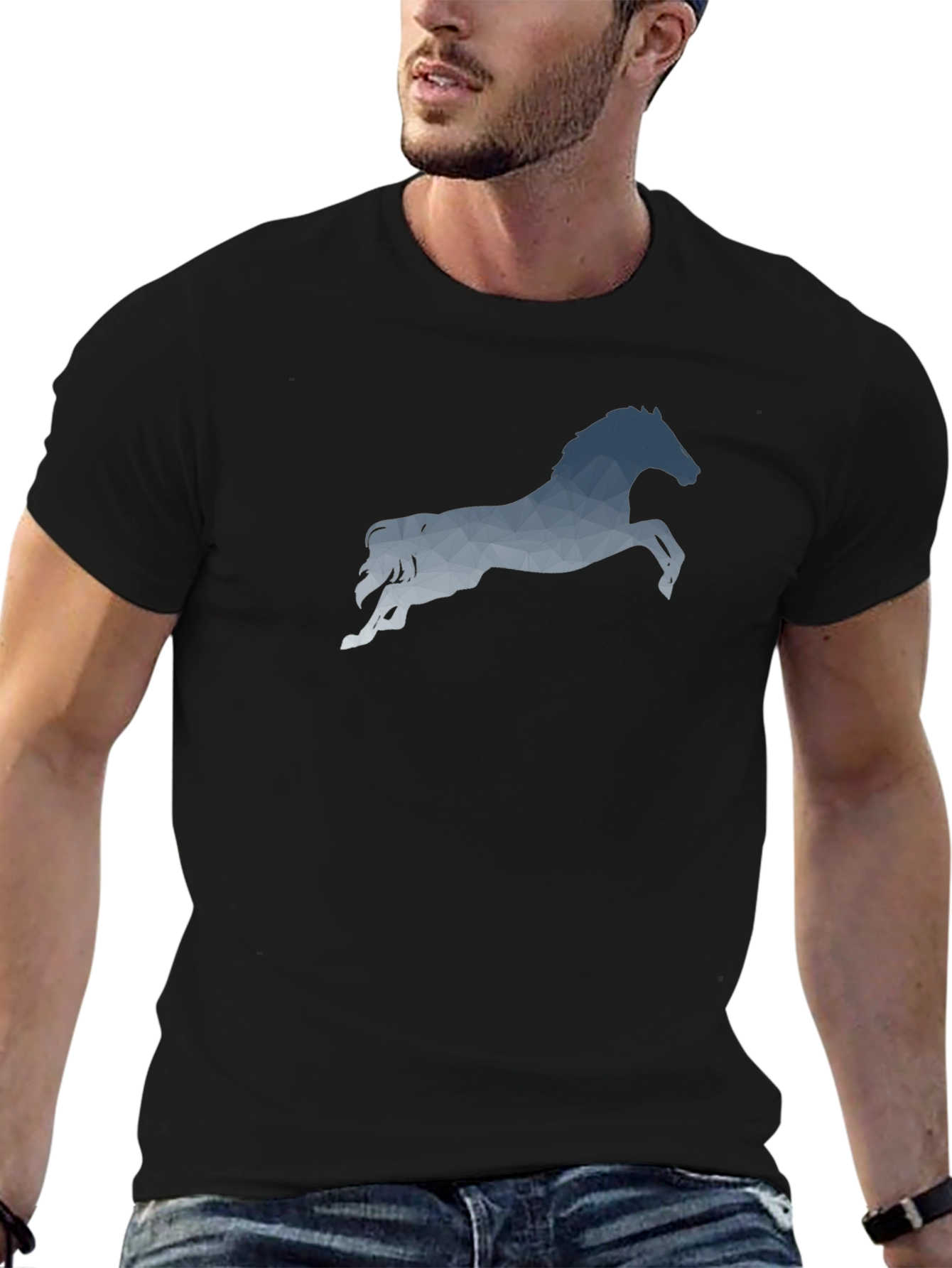 Geometric Horse Graphic Tee - Mens Black T-Shirt