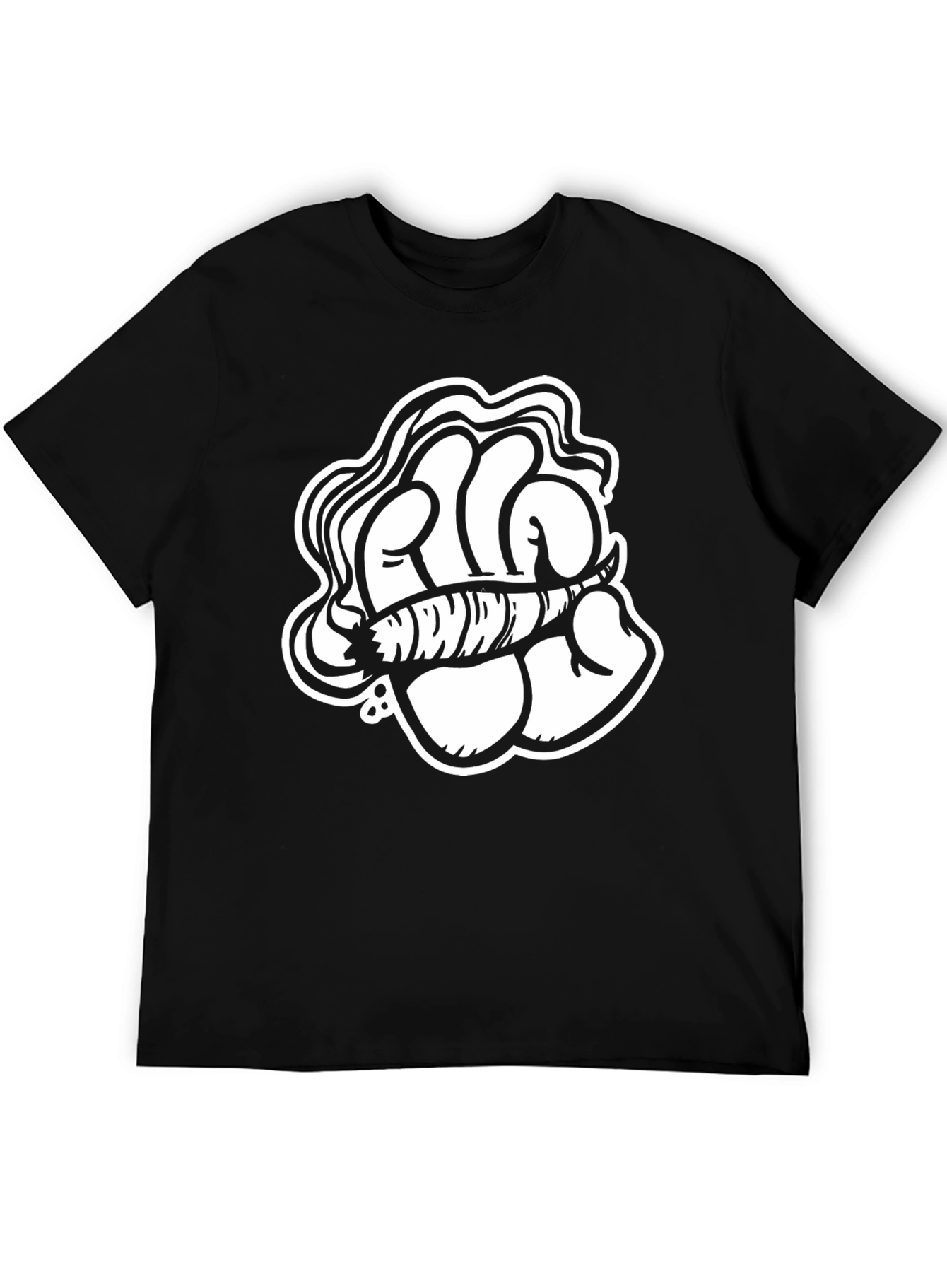 Black T-Shirt with Fist and Joint Graphic